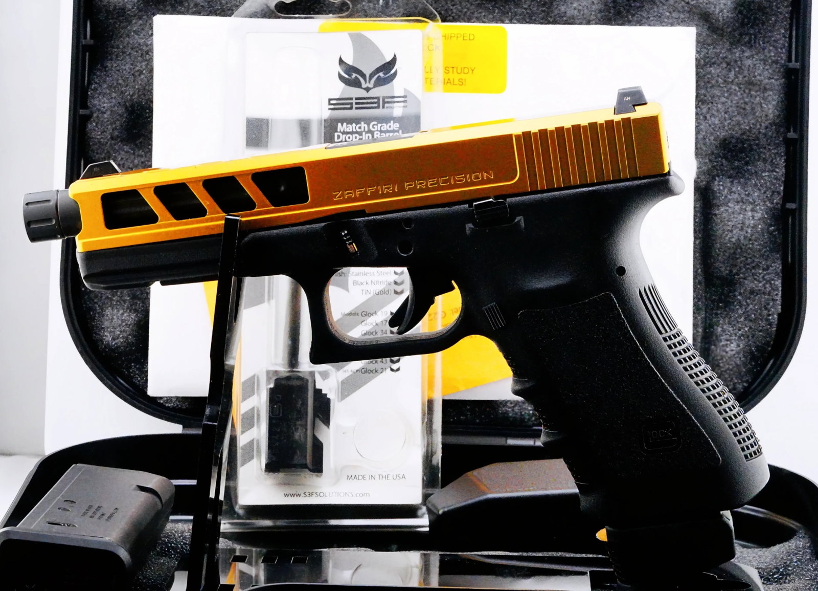 Glock G22 Custom Semi-Automatic 9mm Converted Pistol: Glock G22 pistol originally chambered in .40 S&W and professionally converted to 9x19mm, featuring numerous upgrades and enhancements that make it a standout addition to any collection or range