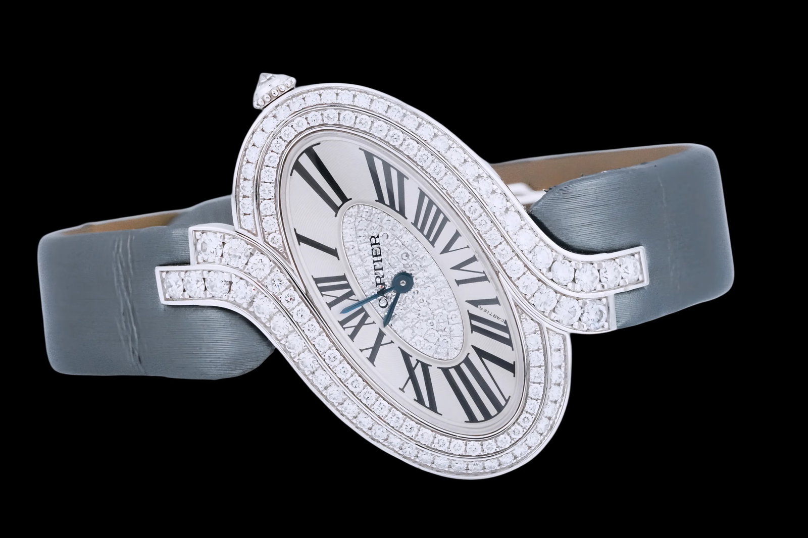 Cartier Delices de Cartier 18K and Diamond Watch: Cartier Delices de Cartier 18K White Gold and Diamond Watch W/Box and Papers (Ref. 3380) - An elegant and sculptural Delices de Cartier wristwatch crafted in solid 18K white gold, distinguished by its