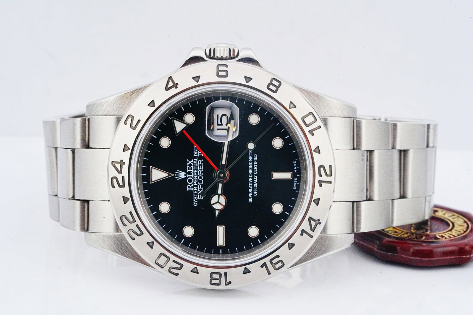 Rolex Explorer II 40mm Watch W/Papers (Ref. 16570): Rolex Explorer II 40mm Stainless Steel Watch W/Papers (Ref. 16570) - This handsome timepiece by Rolex is the 40mm stainless steel Explorer II. Each Rolex model caters to a different profession or life