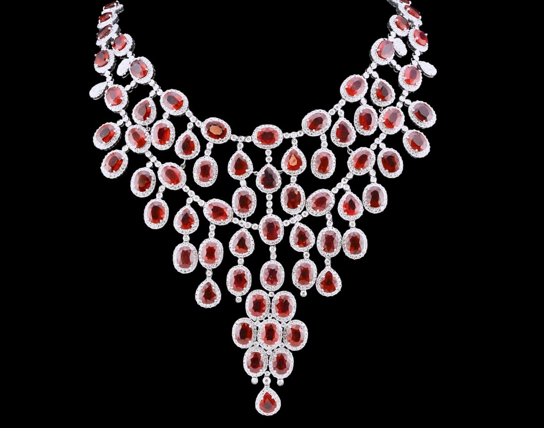 185.05ctw Glass-Filled Ruby, 29.65ctw Diamond 18K Necklace (1 of 5)