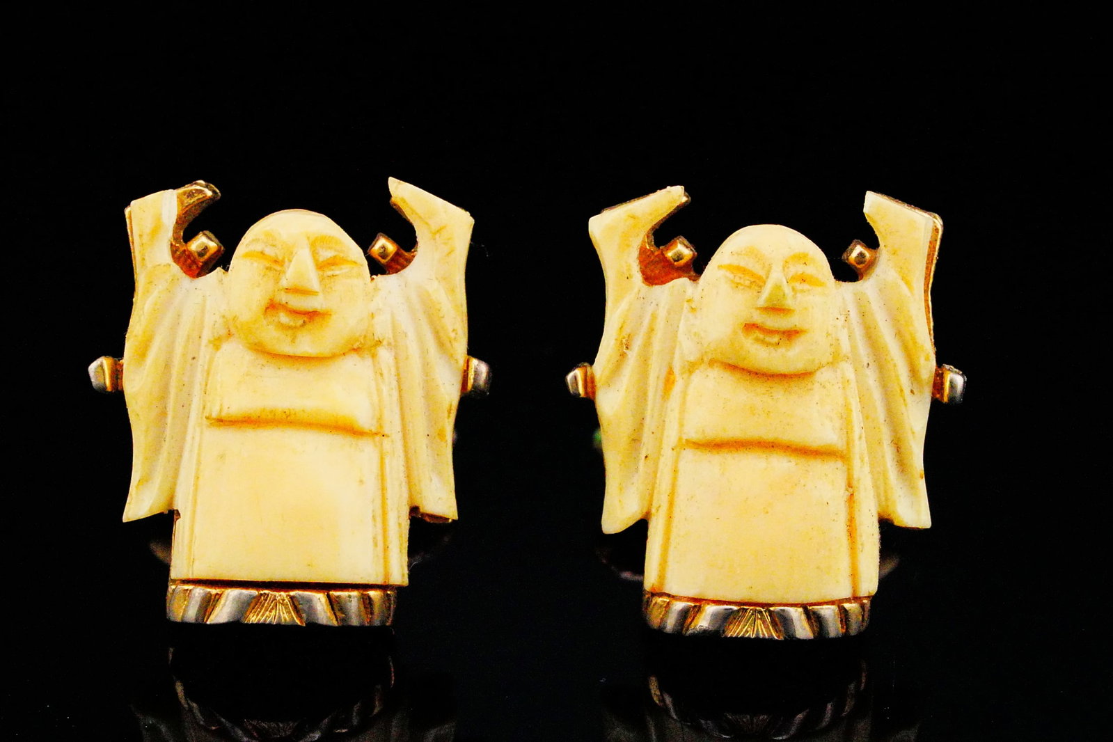 Swank Vintage Happy Buddha Figural Cufflinks (1 of 4)