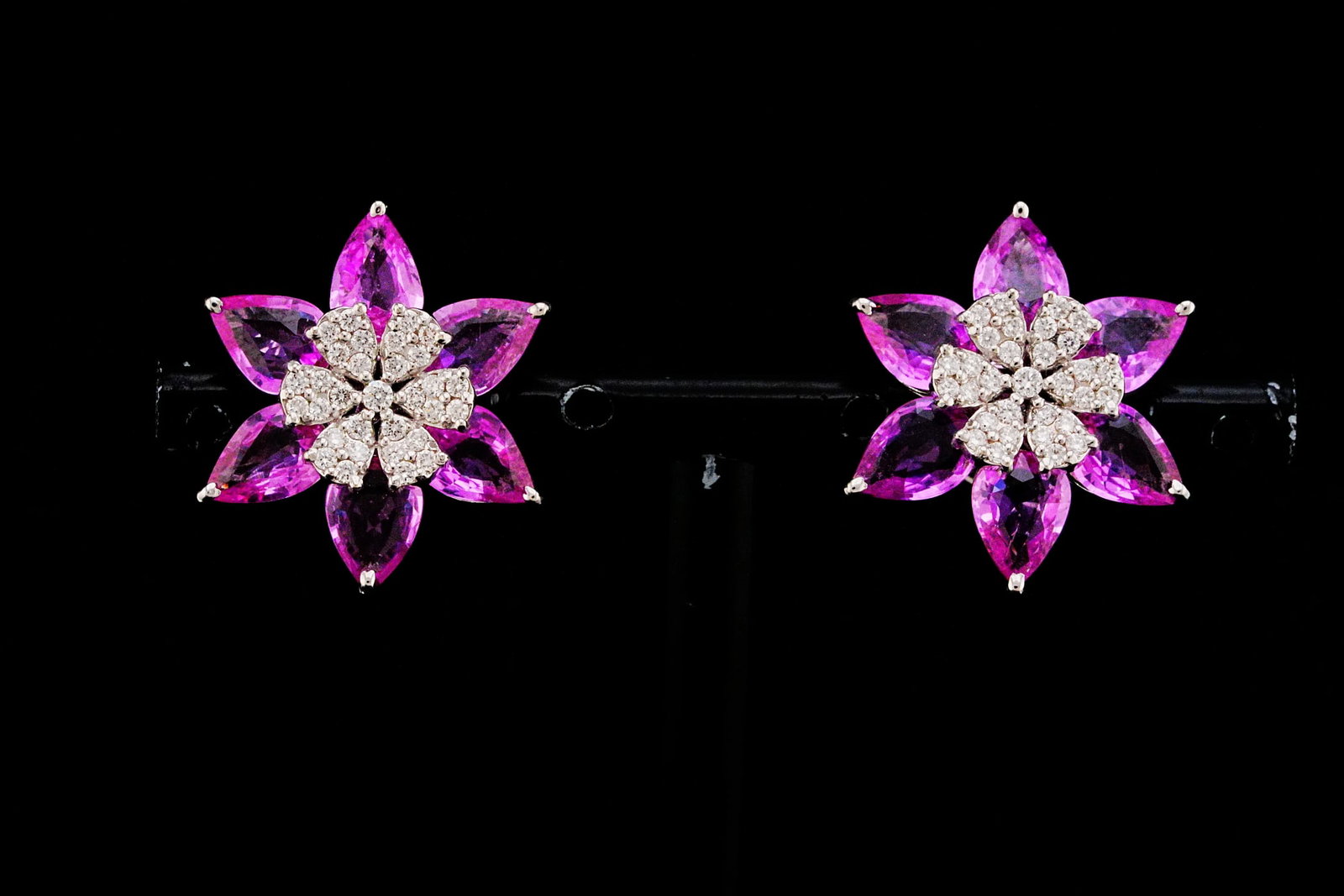 8.10ctw Pink Sapphire, 0.45ctw Diamond and 18K Earrings (1 of 4)