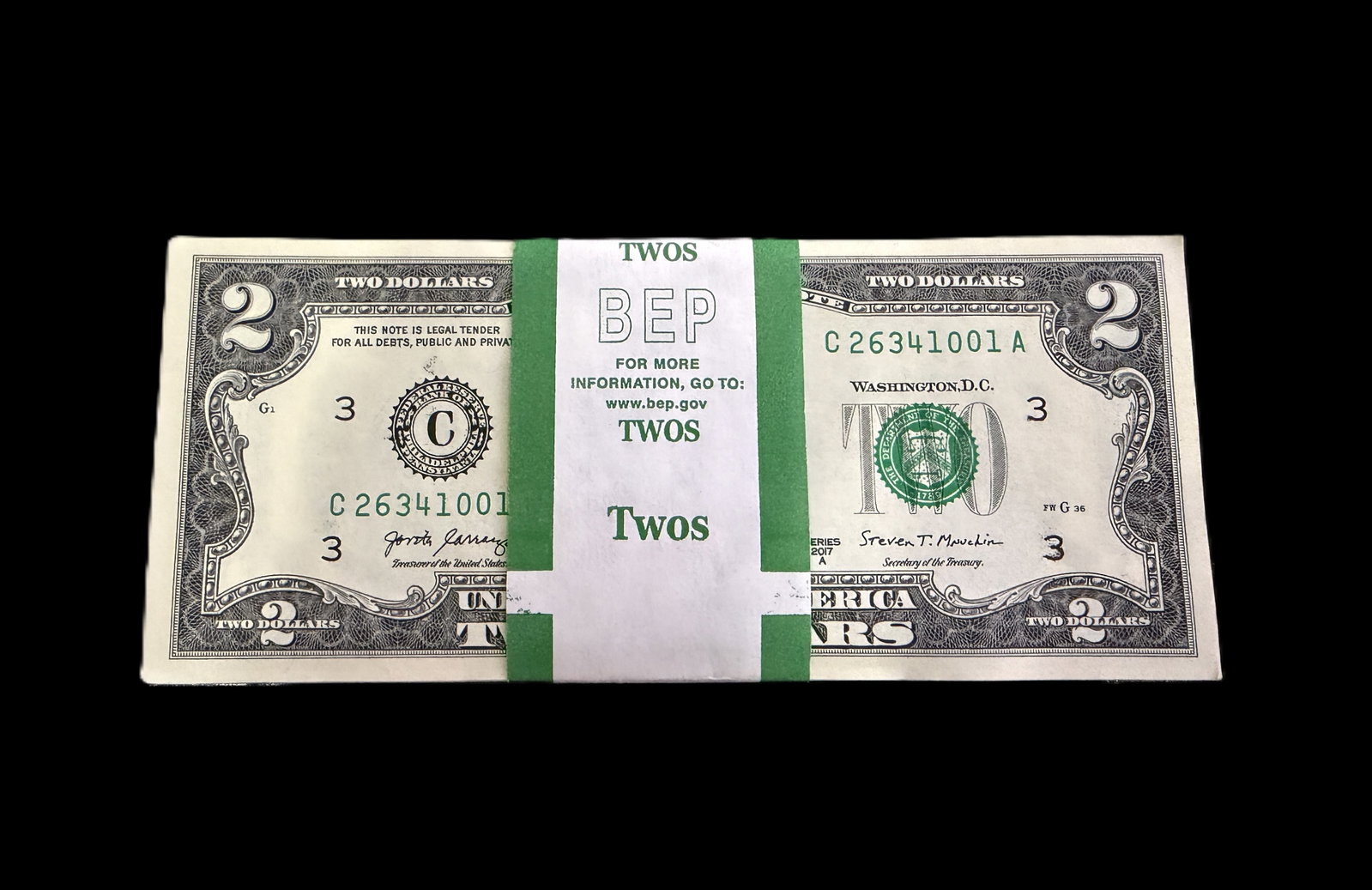 (100) $2 Bills in Mint Condition in Numeric Order (1 of 2)