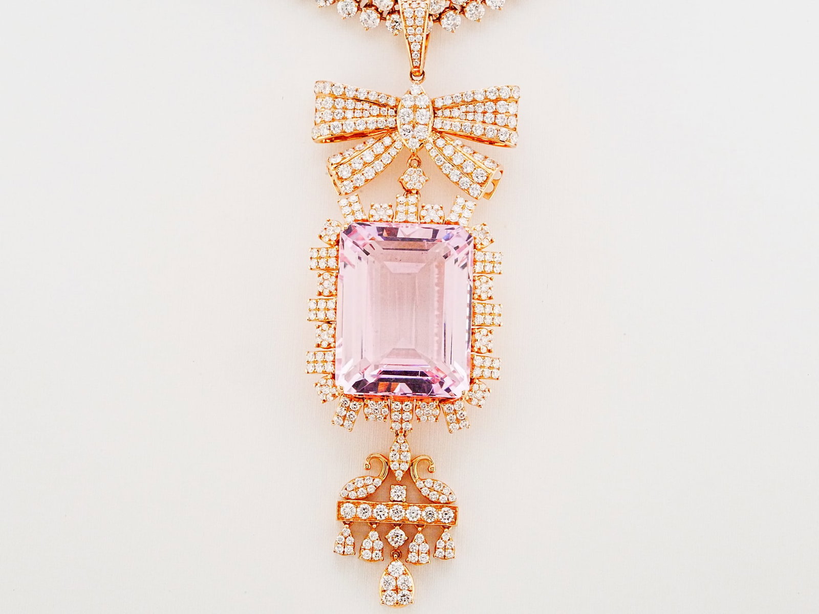 34.00ct Morganite, 22.20ctw Diamond and 18K Necklace - 2