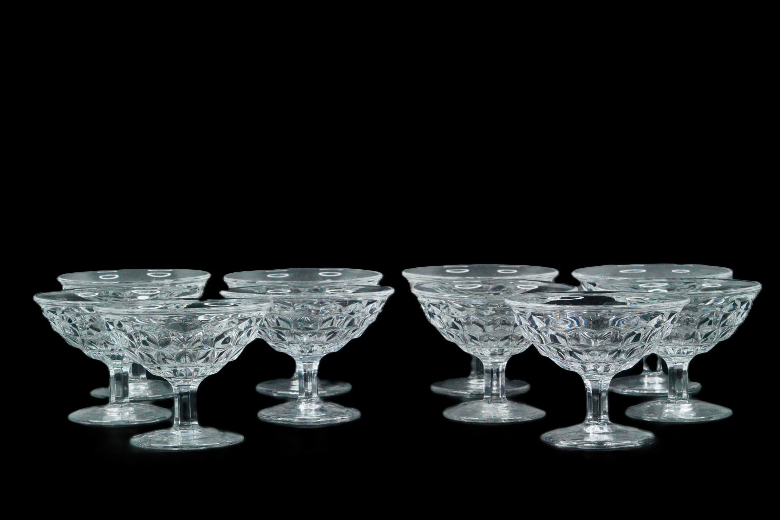 Set of (10) Pressed Glass Dessert or Sherbet Coupes (1 of 5)