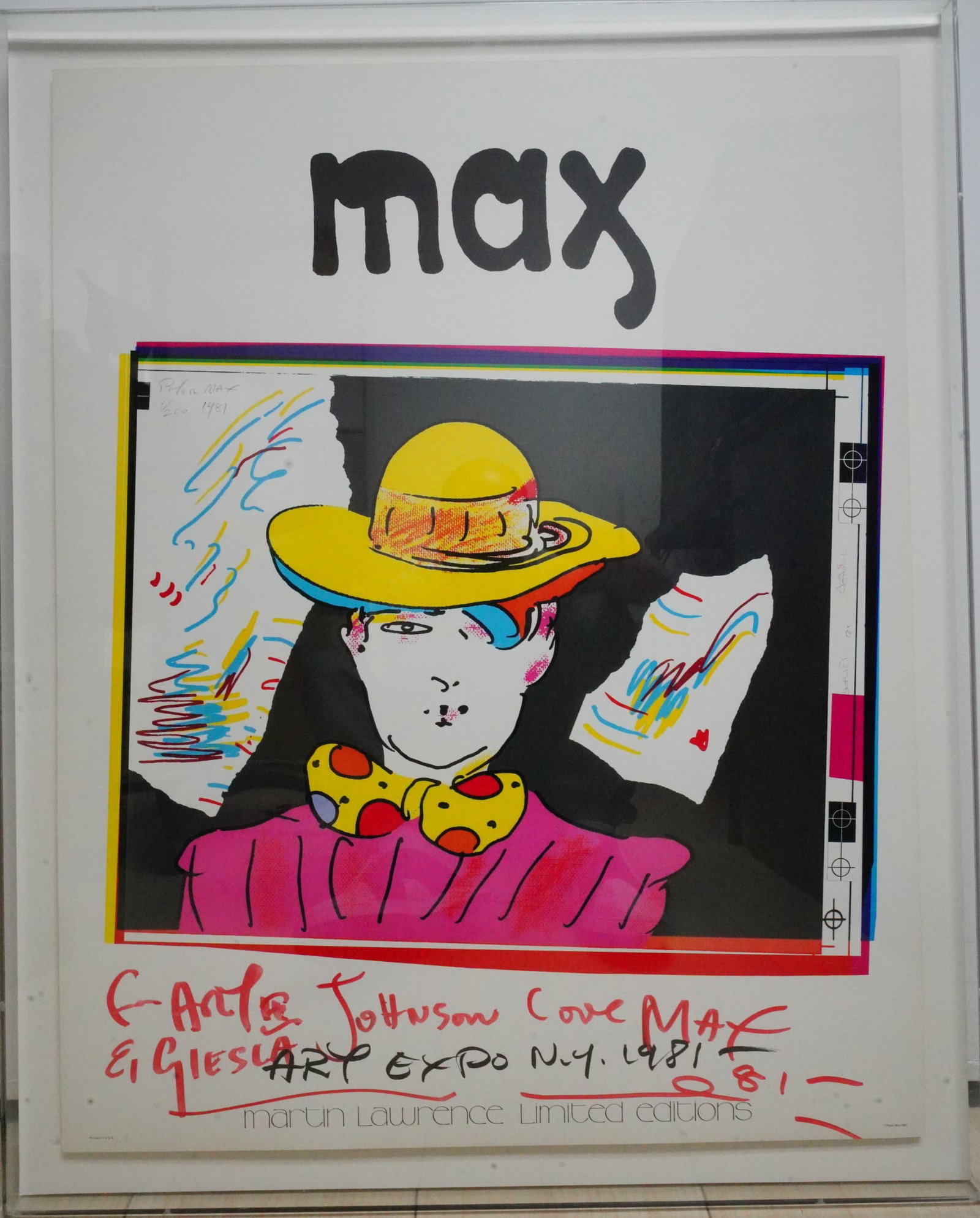Arte Johnson's Personally Signed Peter Max Print - 2