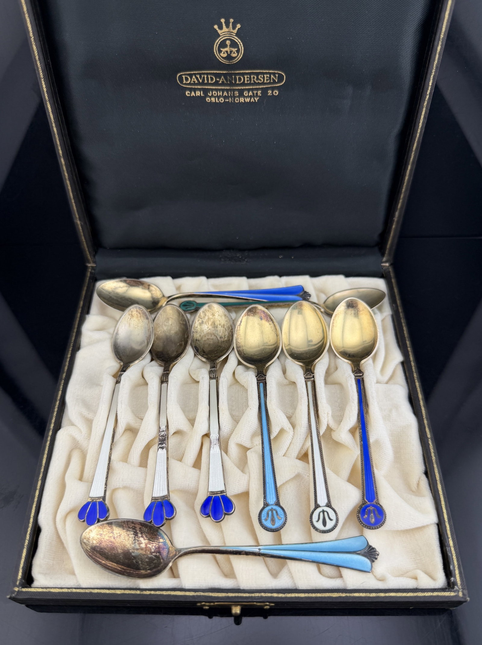 Lot of (9) Sterling Silver and Enamel Demitasse Spoons (1 of 7)