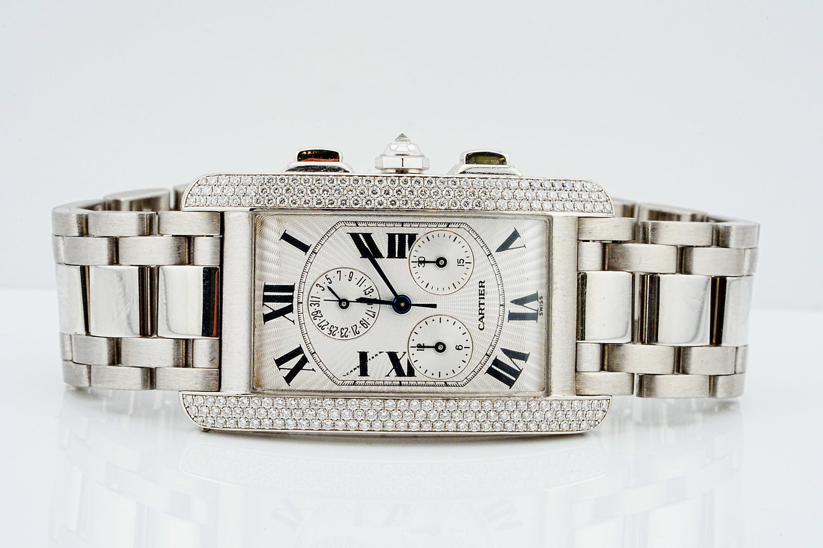 Cartier Tank Americaine Chronograph 18K Diamond Watch (1 of 6)
