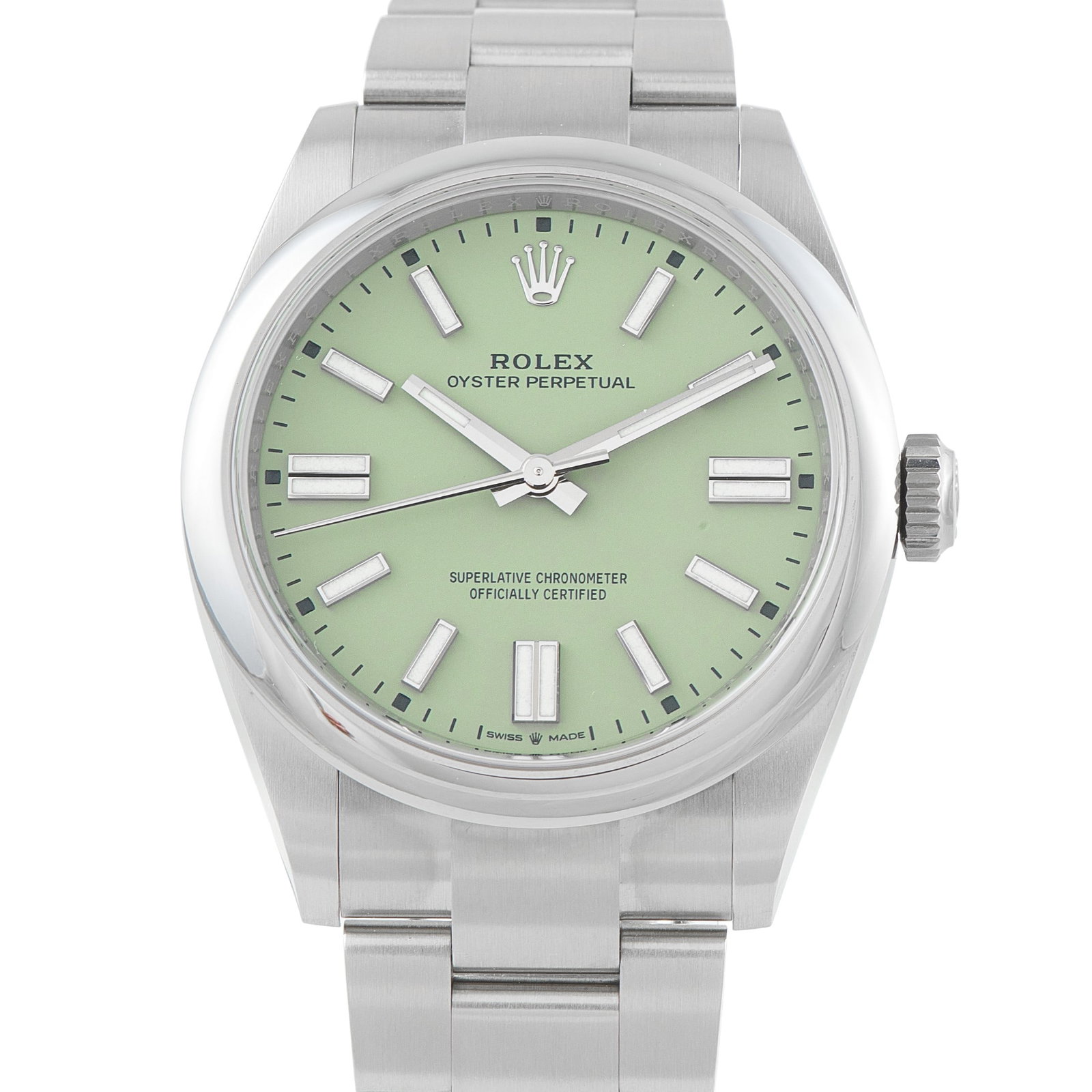 Rolex Oyster Perpetual 36mm Steel Watch Ref. 126000: Rolex Oyster Perpetual 36mm Pistachio Dial Stainless Steel Watch Ref. 126000 Unworn W/Box and Papers - A refined and contemporary interpretation of the classic Oyster Perpetual, this exceptional ref. 