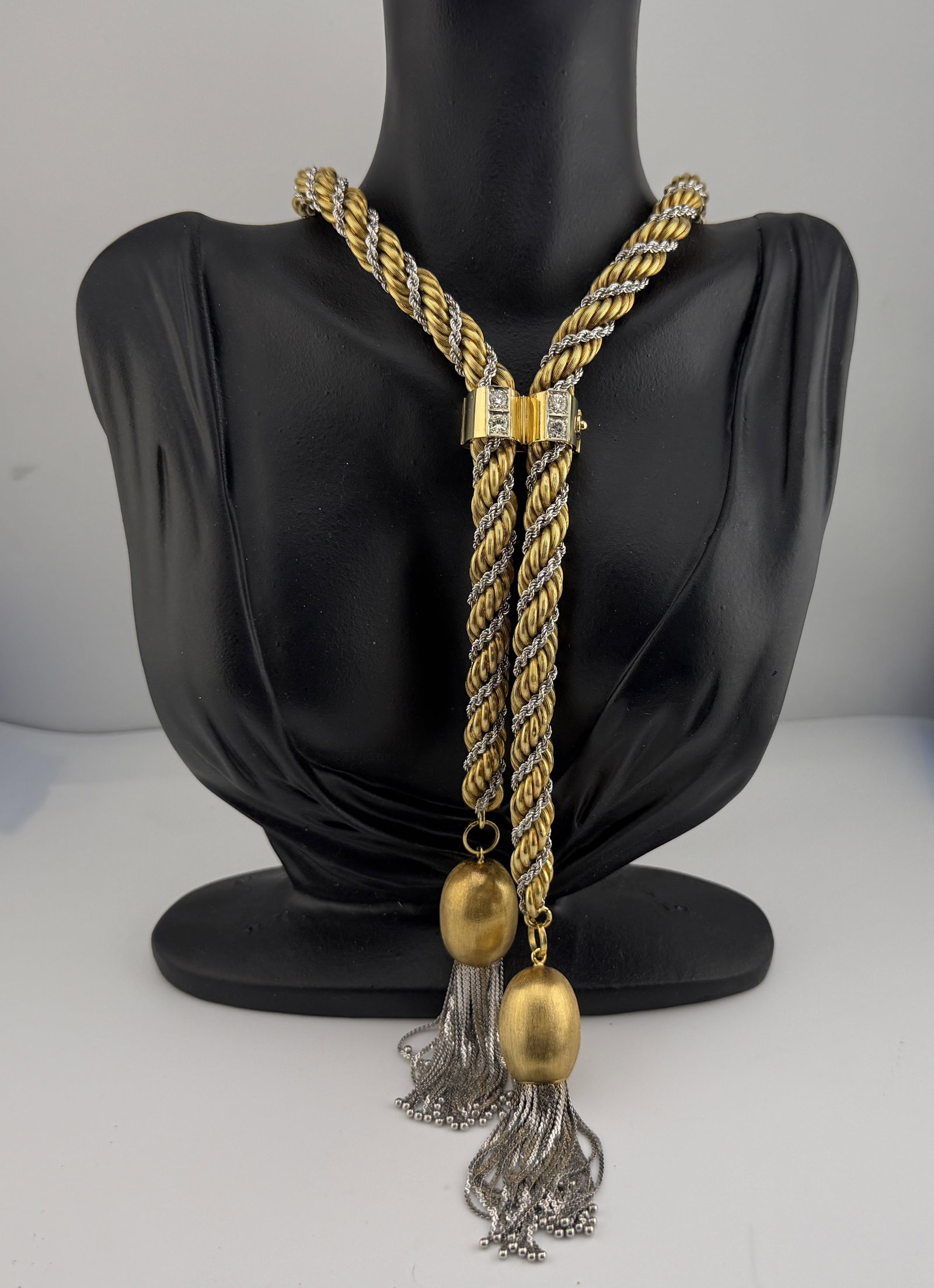 Solid 18K Gold and 0.90ctw Diamond 39" Tassel Necklace (1 of 8)