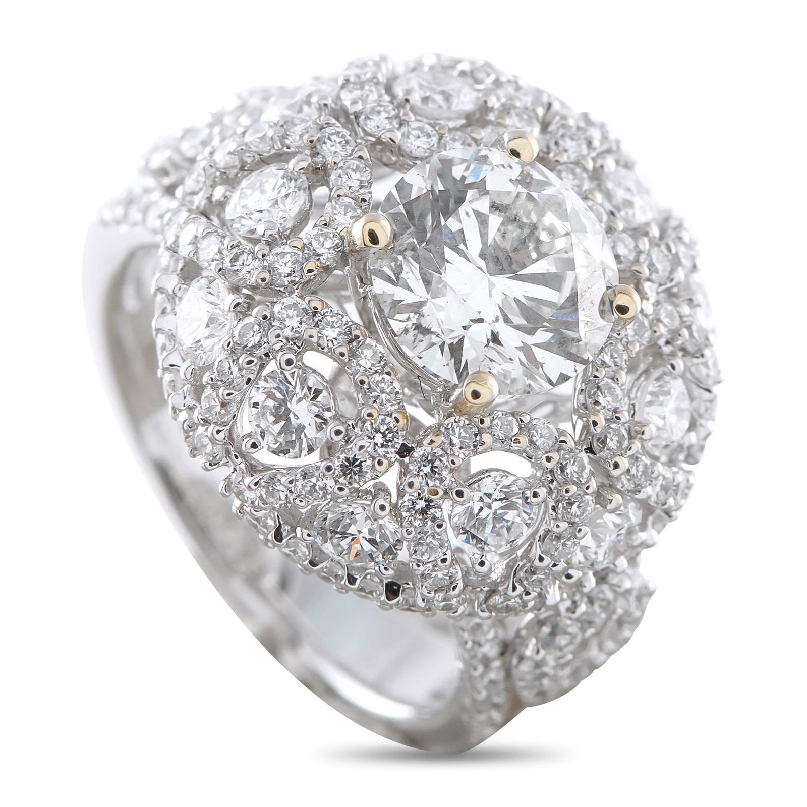 2.00ct I1/I Diamond Center and 18K Diamond Ring: 2.00ct I1/I Diamond Center and 18K White Gold Diamond Ring - Designed to captivate from every angle, this extraordinary diamond ring showcases a breathtaking 2.00 carat round brilliant-cut center