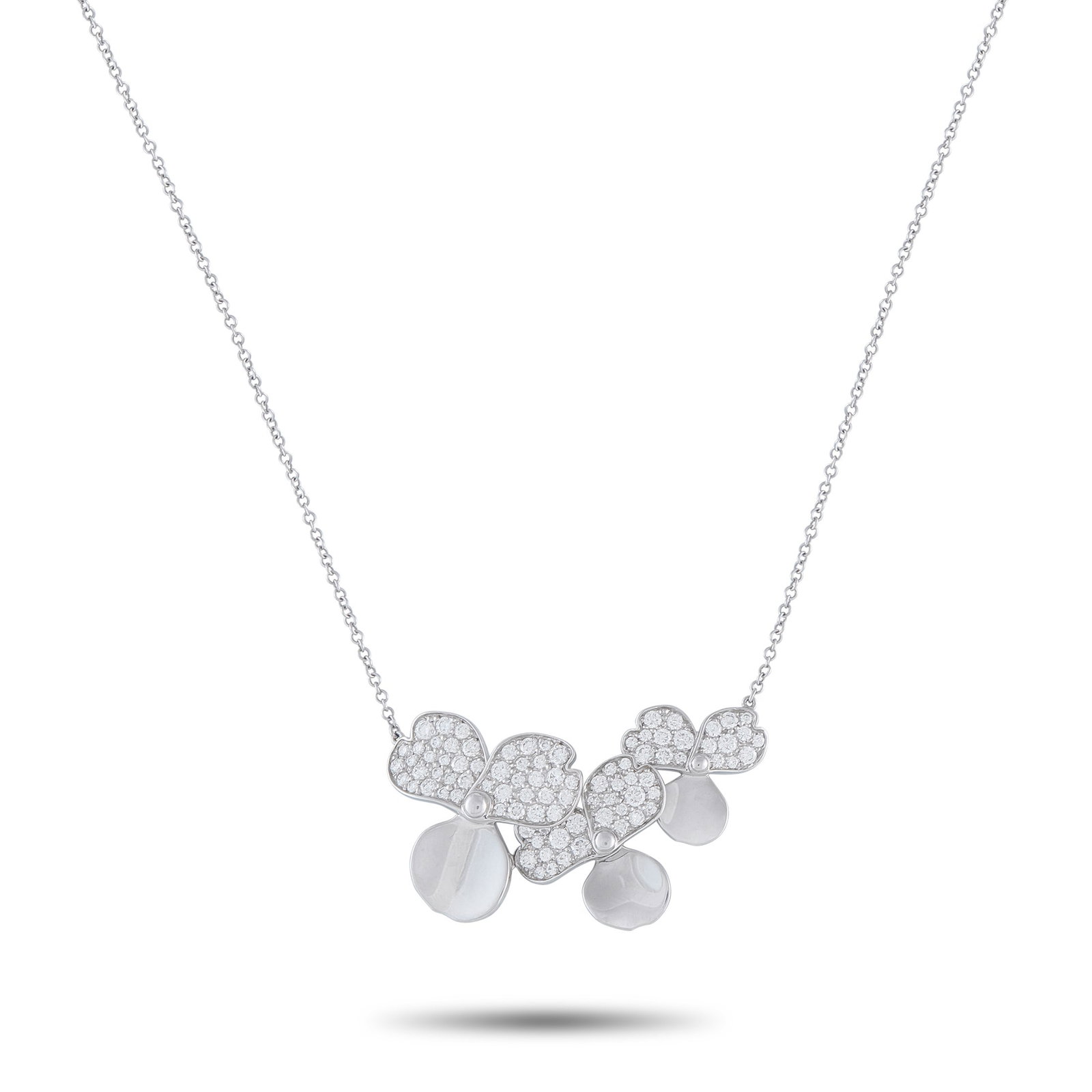 Tiffany & Co. Paper Flowers Platinum and Diamond Necklace: Tiffany & Co. Paper Flowers Platinum and 0.78ctw Diamond Pendant Necklace - This elegant Tiffany & Co. Paper Flowers necklace showcases the collection's signature floral motifs in a refined platinum s