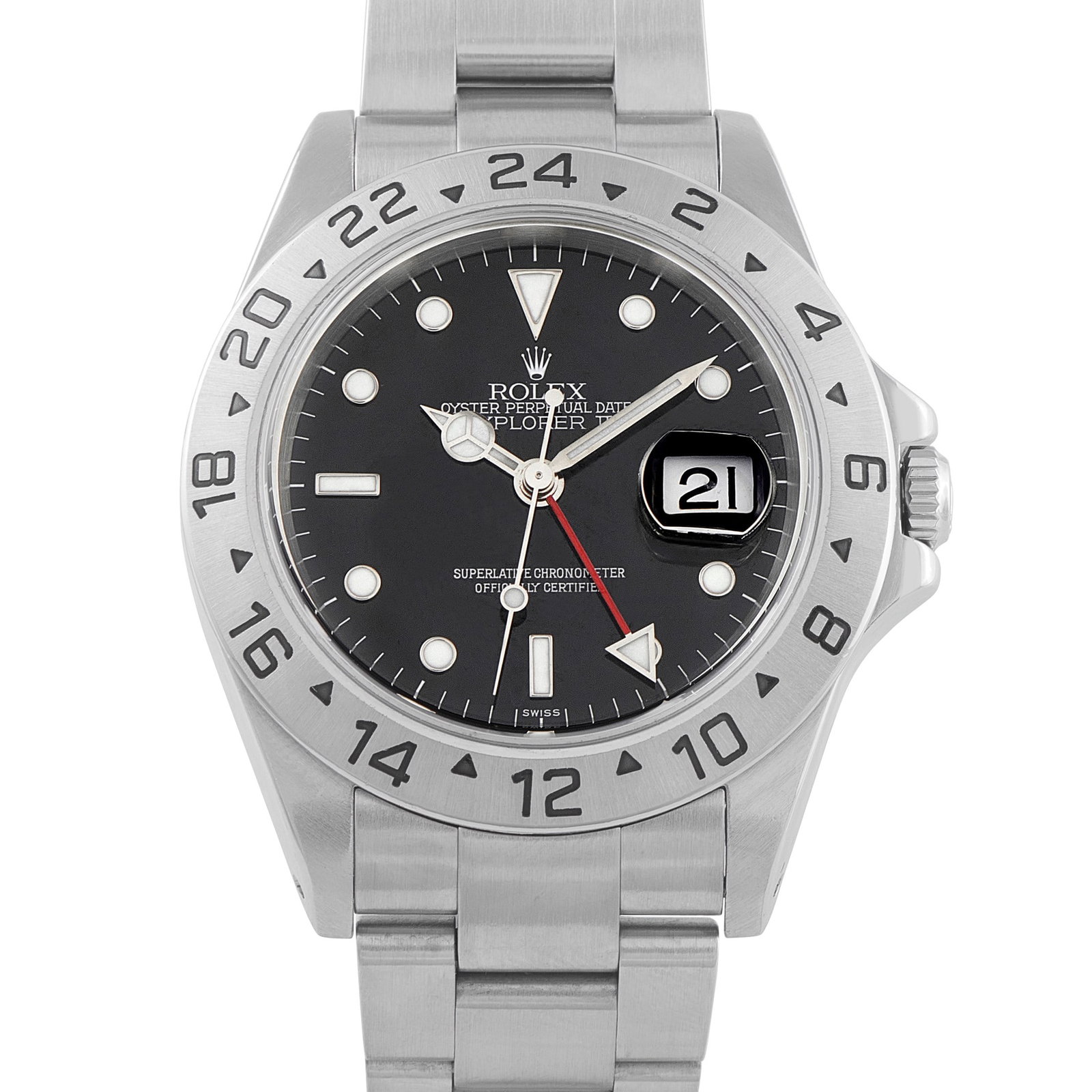 Rolex Explorer II 40mm Stainless Steel Watch Ref. 16570: Rolex Explorer II Black Dial 40mm Stainless Steel Oyster Watch Ref. 16570 - Introduced in the late 1980s as the successor to the ref. 16550, the Rolex Explorer II ref. 16570 is a highly regarded five-