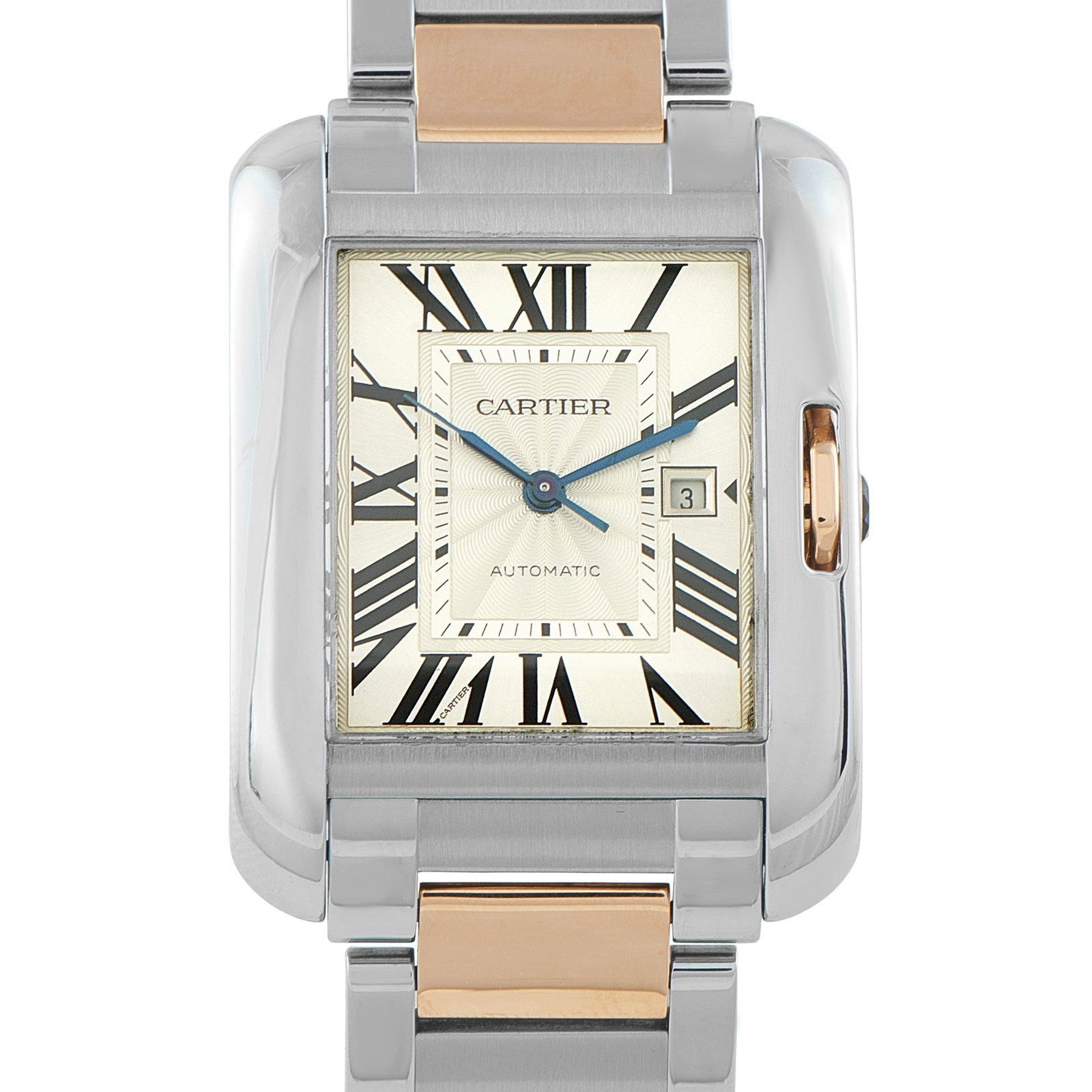 Cartier Tank Anglaise Two-Tone Watch Ref. W5310037: Cartier Tank Anglaise Two-Tone Watch Ref. W5310037 - A sophisticated interpretation of Cartier's iconic rectangular watch design, the Tank Anglaise ref. W5310037 combines polished stainless steel with