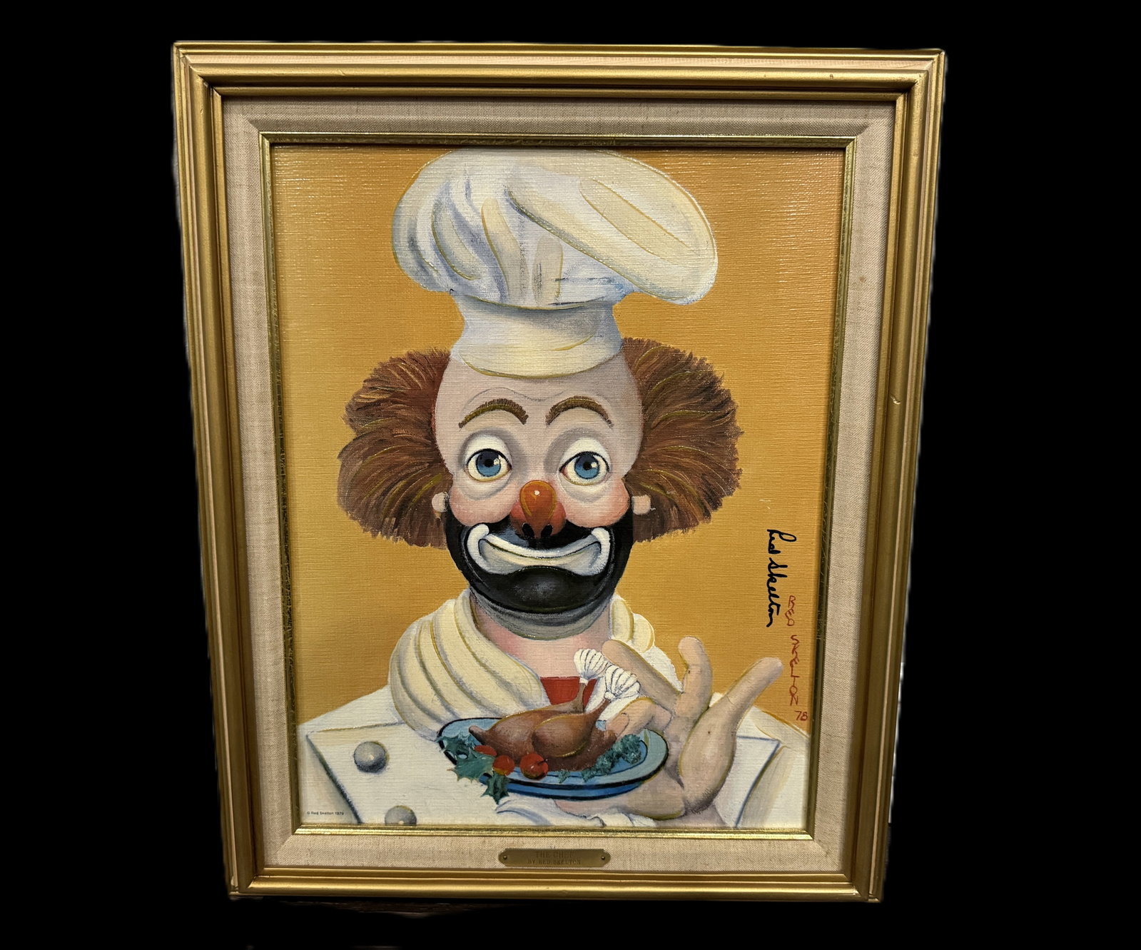 Red Skelton "The Chef" Signed Canvas #185/5000 W/COA: Red Skelton (1913-1997) "The Chef" Signed Limited Edition Canvas #185/5000 W/COA - Offered is "The Chef," a whimsical and highly recognizable clown composition by legendary entertainer and artist Red 