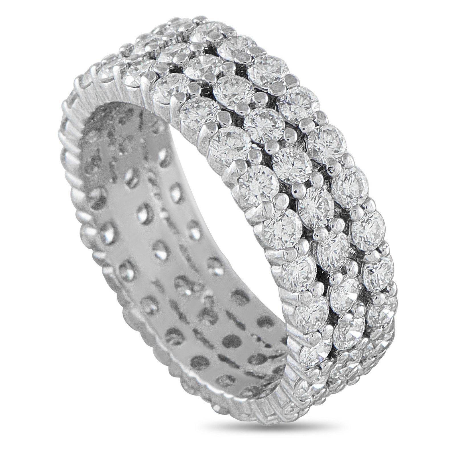 3.00ctw SI1-SI2/G-H Diamond and 18K White Gold Ring: 3.00ctw SI1-SI2/G-H Diamond and 18K White Gold 3-Row Eternity Band - This sophisticated three-row eternity band is crafted in 18K white gold and showcases approximately 3.00 carats of diamonds arrange