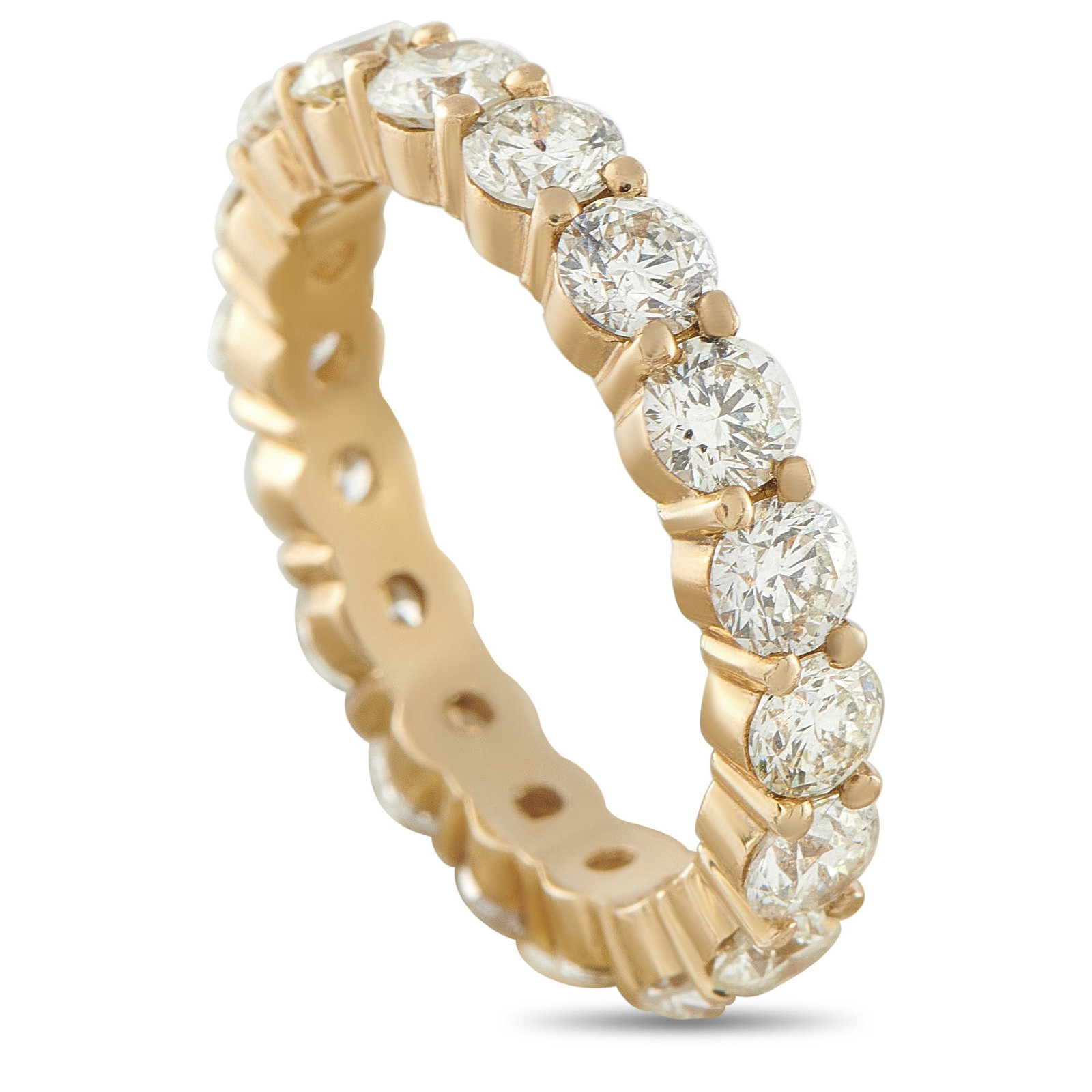 4.50ctw SI1-SI2/G-H Diamond and 14K Eternity Band: 4.50ctw SI1-SI2/G-H Diamond and 14K Yellow Gold Eternity Band - Crafted in 14K yellow gold, this classic full eternity band features approximately 4.50 carats of diamonds arranged in an uninterrupted