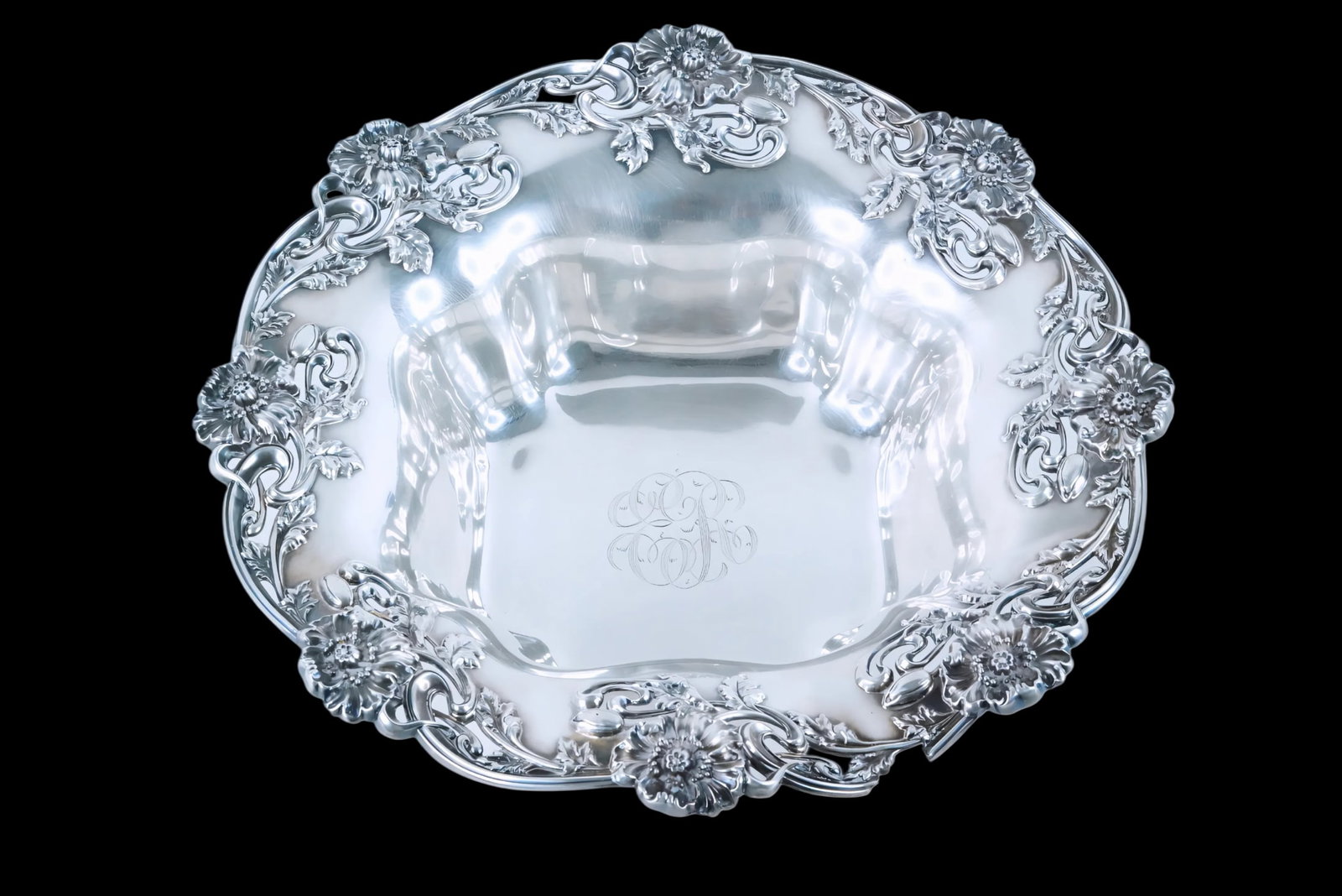 William Wise & Son Antique Sterling Silver Floral Bowl (1 of 11)