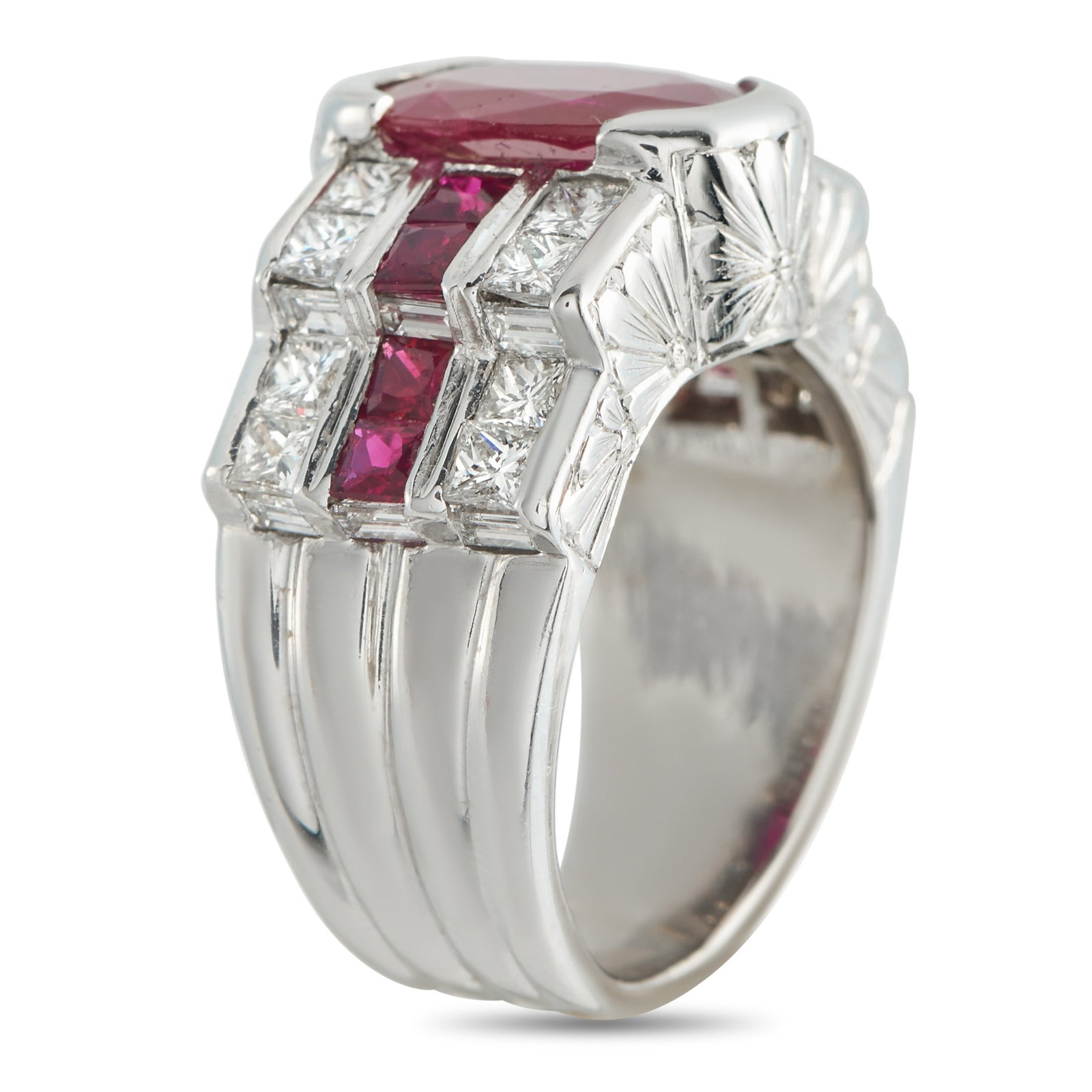 2.50ctw Ruby, 1.75ctw Diamond and Platinum Ring - 3