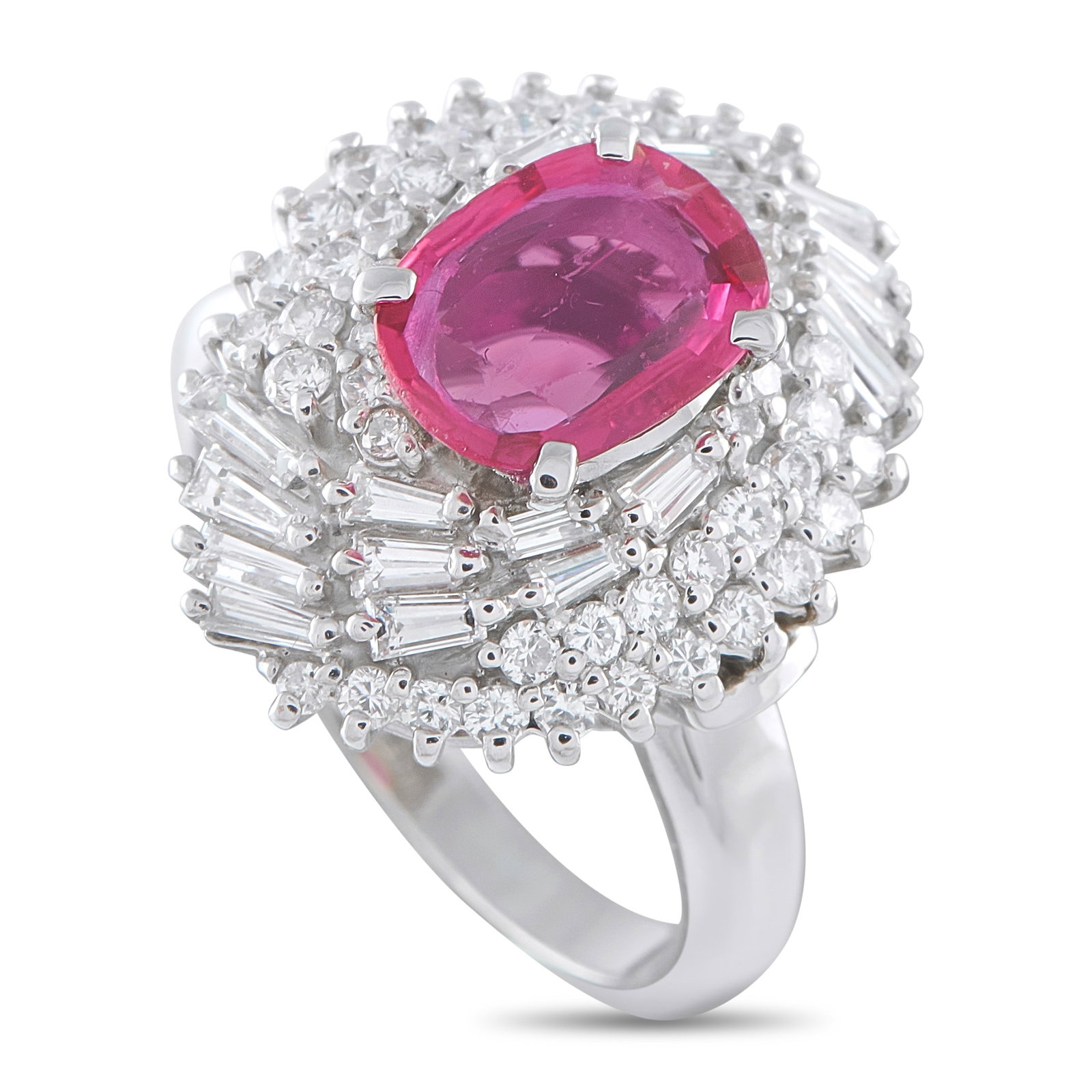 3.10ct Ruby, 1.50ctw Diamond and Platinum Ring (1 of 3)