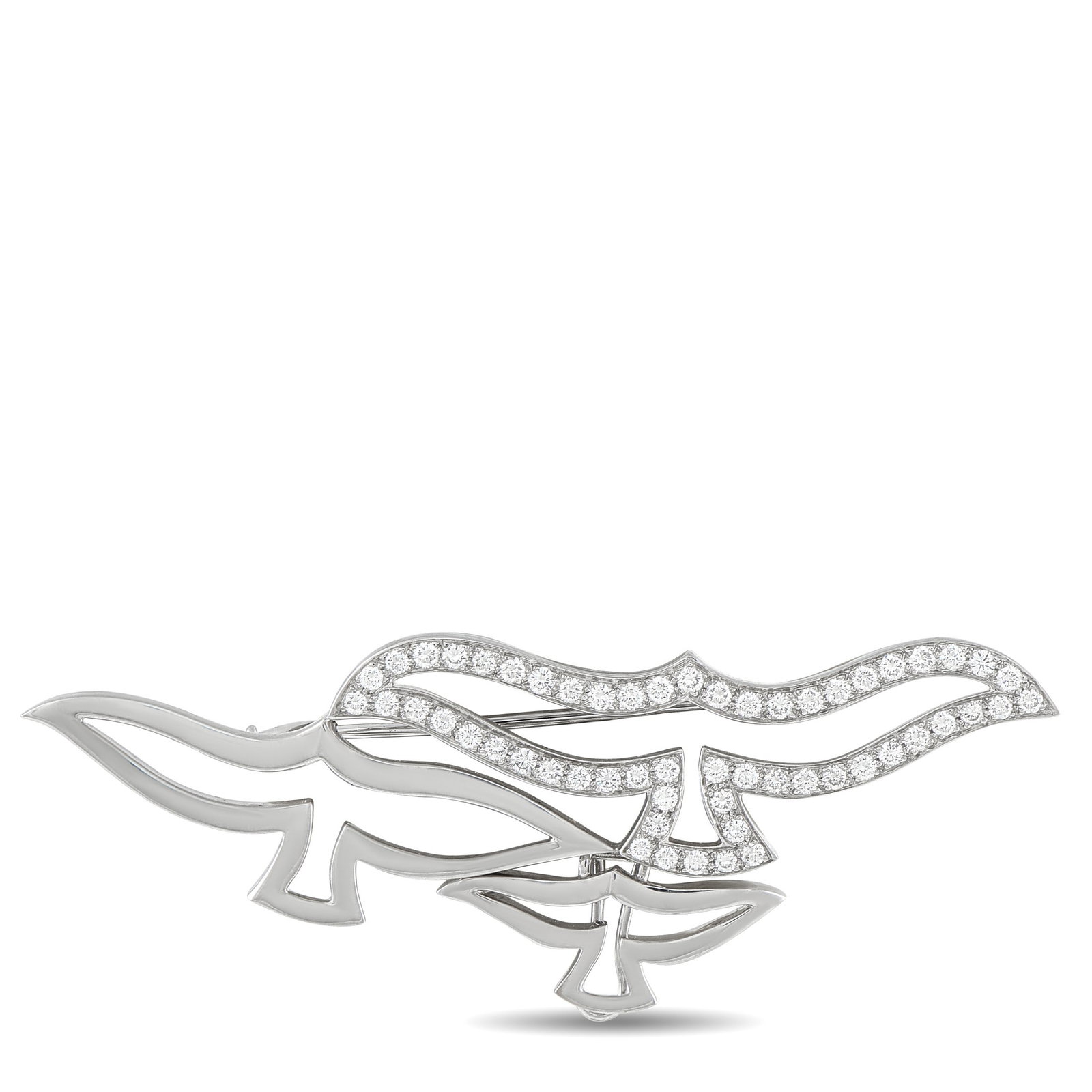 Cartier 1.12ctw Diamond and 18K White Gold Dove Brooch: Cartier 1.12ctw VS1-VS2/F-G Diamond and 18K White Gold Dove Brooch - Graceful and timeless, this Cartier dove brooch beautifully captures the elegance and symbolism of a bird in flight. Its sculptural