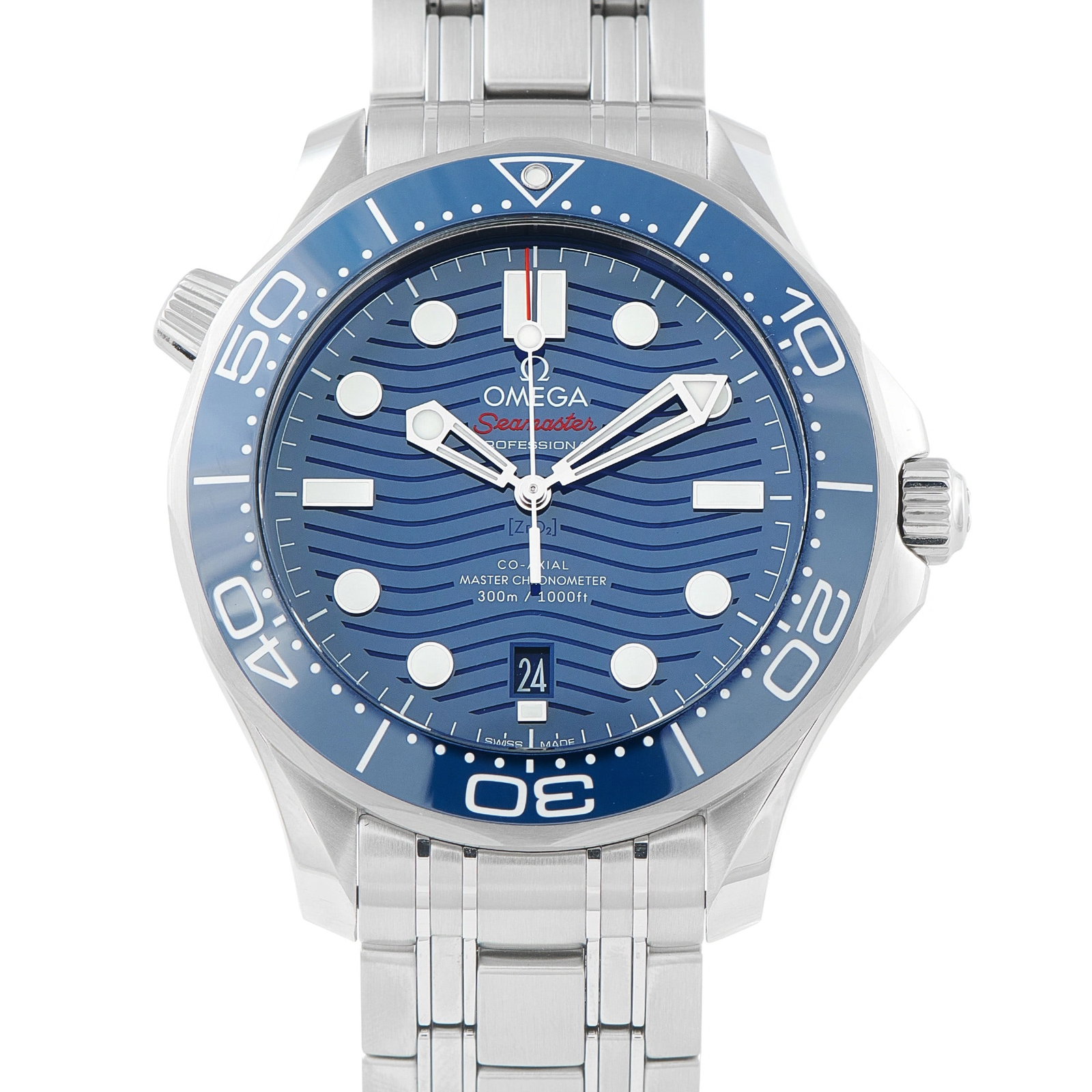 Omega Seamaster Diver 300M 42mm Blue Dial Steel Watch: Omega Seamaster Diver 300M 42mm Blue Dial Steel Watch W/Box and Papers Ref. 210.30.42.20.03.001 - The Omega Seamaster Diver 300M Ref. 210.30.42.20.03.001 makes a striking statement with its