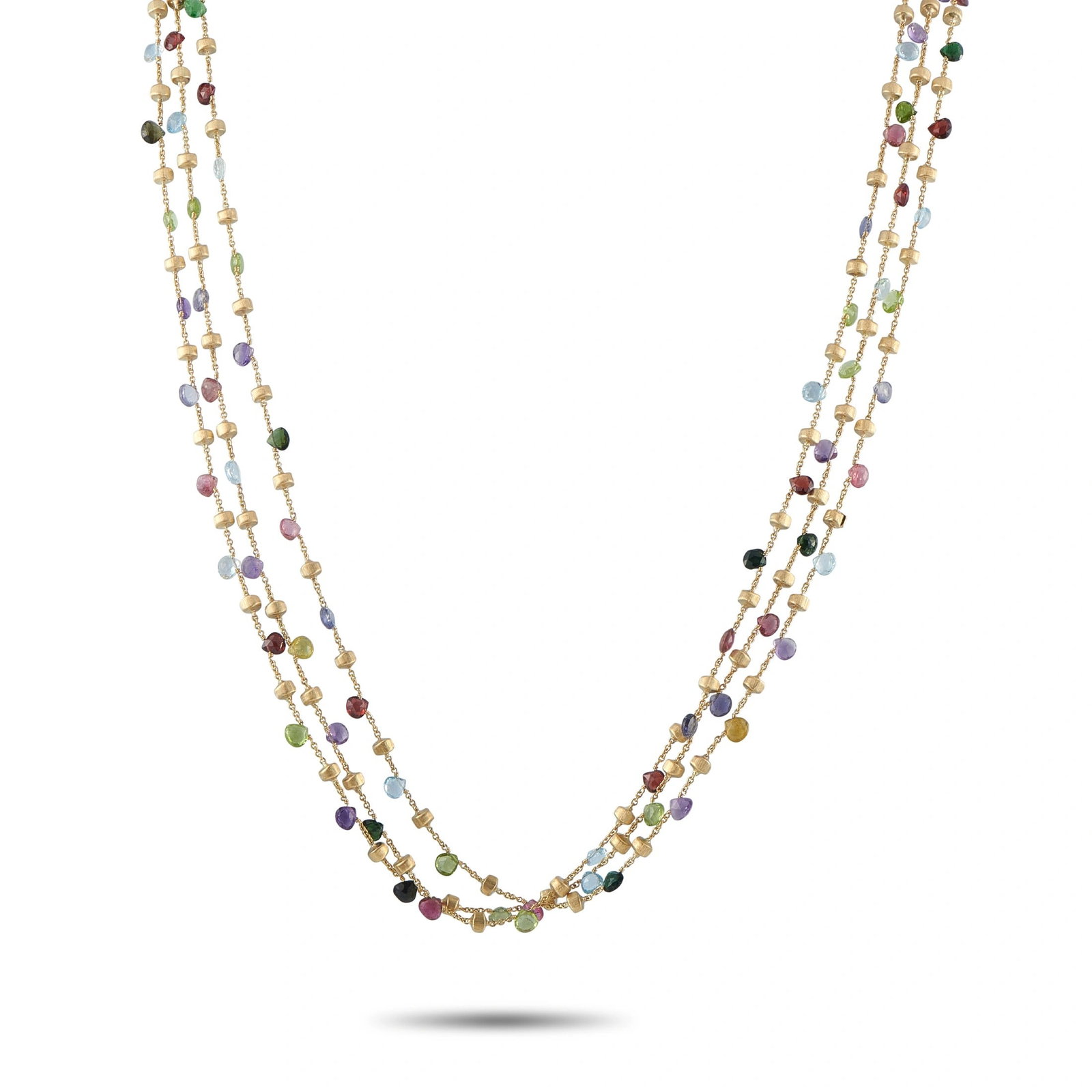 Marco Bicego 18K Gold 30" Multi-Strand Gemstone Necklace: Marco Bicego 18K Yellow Gold 30" Multi-Strand Gemstone Necklace - Effortlessly elegant and unmistakably Italian, this Marco Bicego necklace beautifully showcases the designer's signature blend of orga