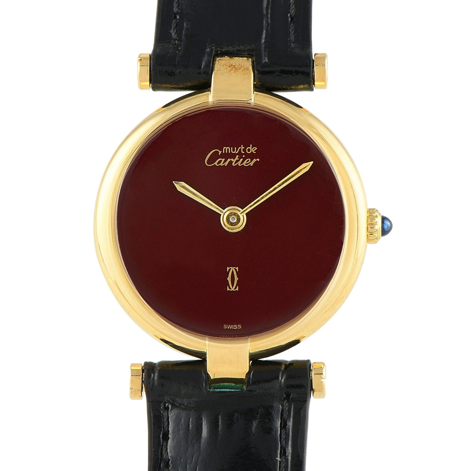 Cartier Must de Cartier Vendome Red Dial Vermeil Watch: Cartier Must de Cartier Vendome Red Dial Vermeil Quartz Watch 590004 - The Cartier Must De Cartier Vermeil 24mm Watch, reference number 590004, is a minimalist timepiece that will add elegance to any 