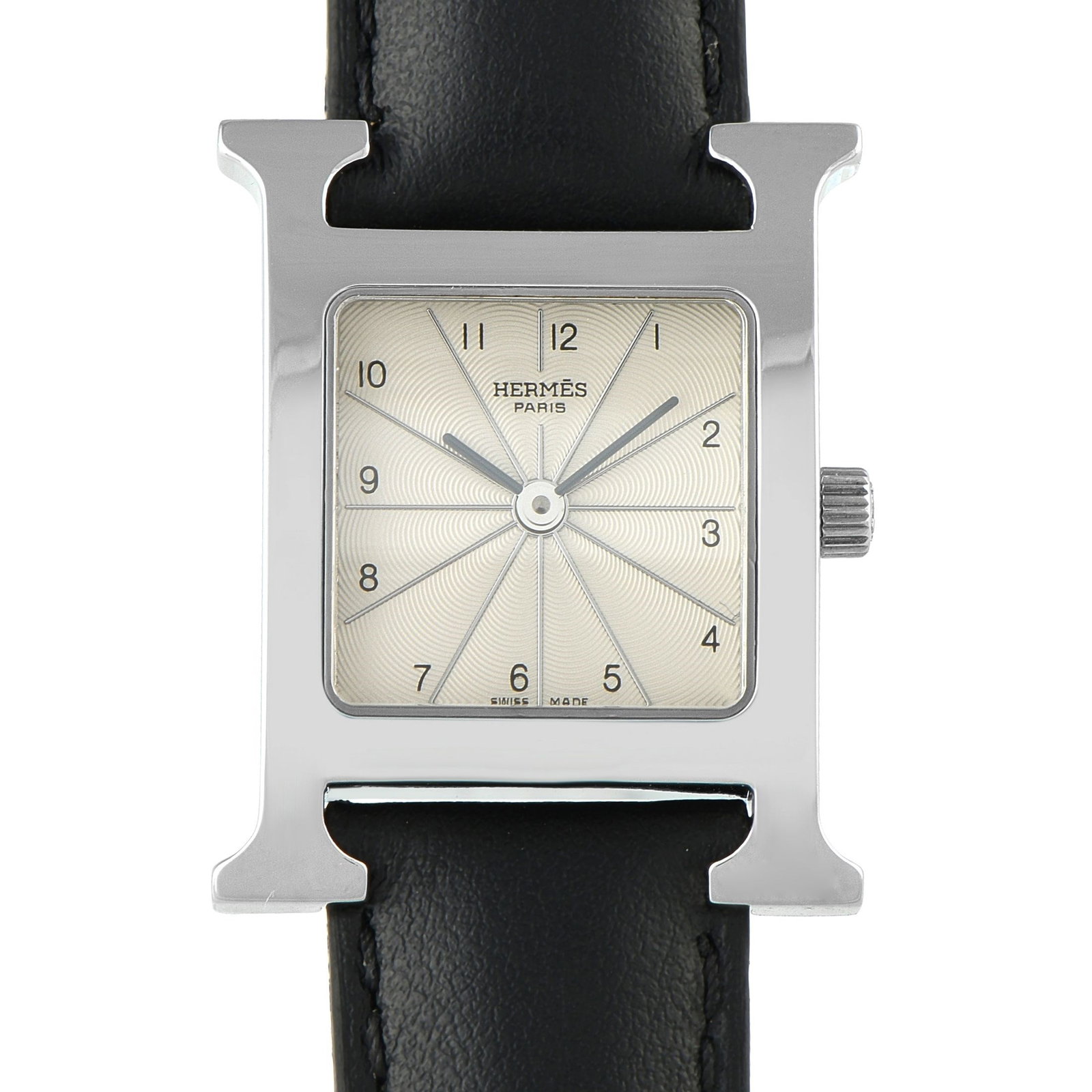 Hermes Heure H Steel Quartz Watch (RS1.205): Hermes Heure H Steel Quartz Watch (RS1.205) - Designed for effortless elegance, the Hermes Heure H reference RS1.205 features the signature H-shaped steel case paired with interchangeable straps. The 