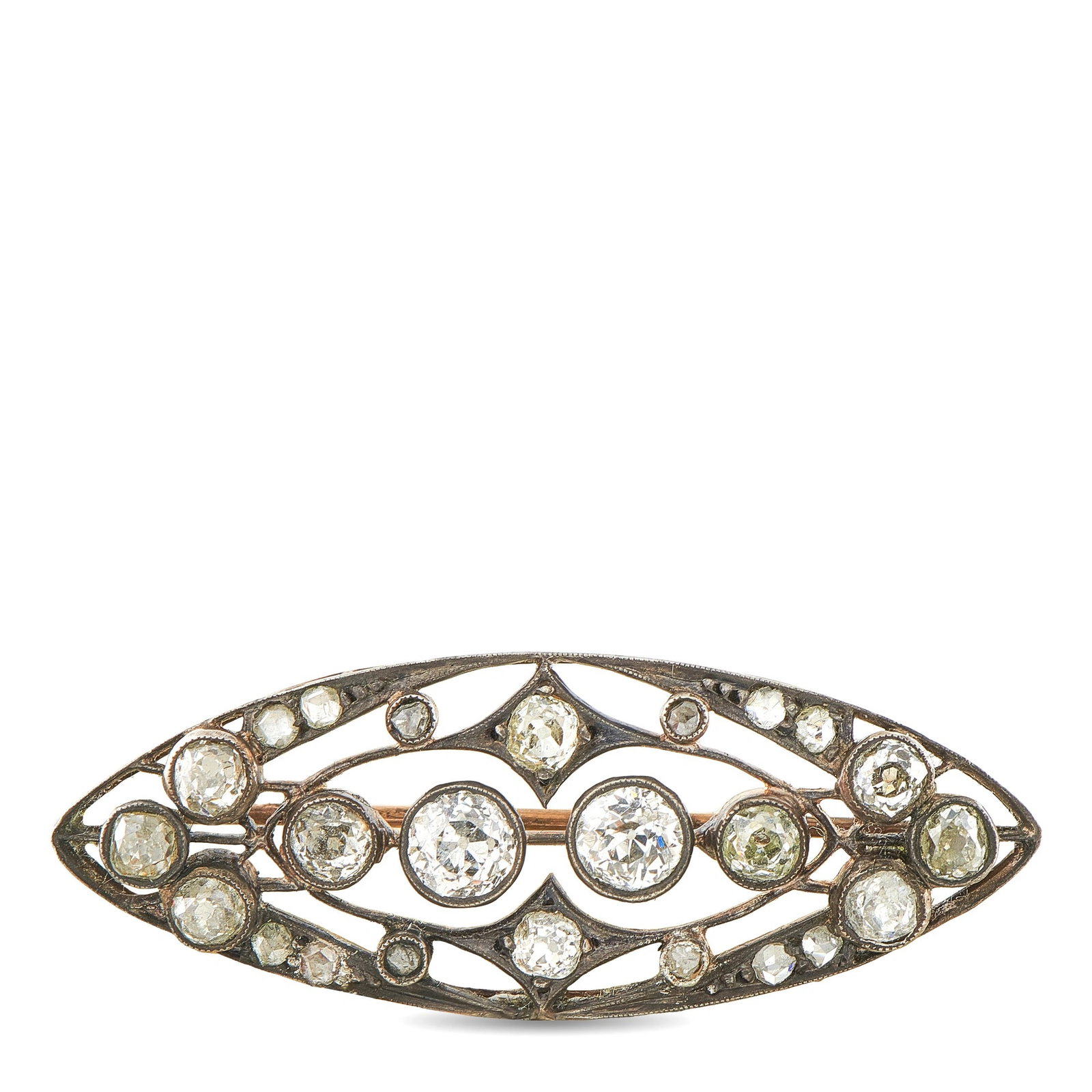 2.20ctw Diamond and 14K Rose Gold/Silver Antique Brooch (1 of 2)