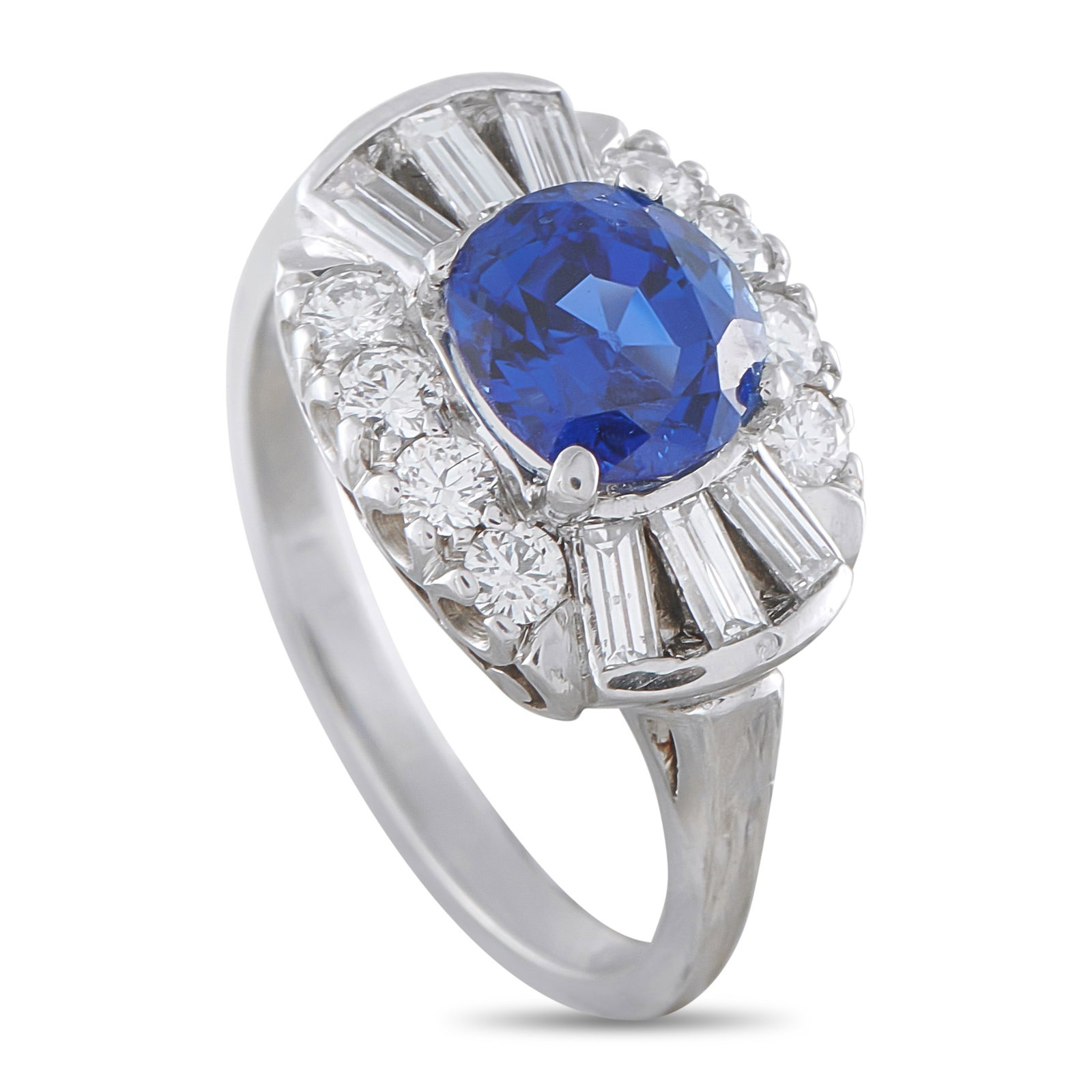 1.85ct Blue Sapphire, 0.70ctw Diamond and Platinum Ring (1 of 3)