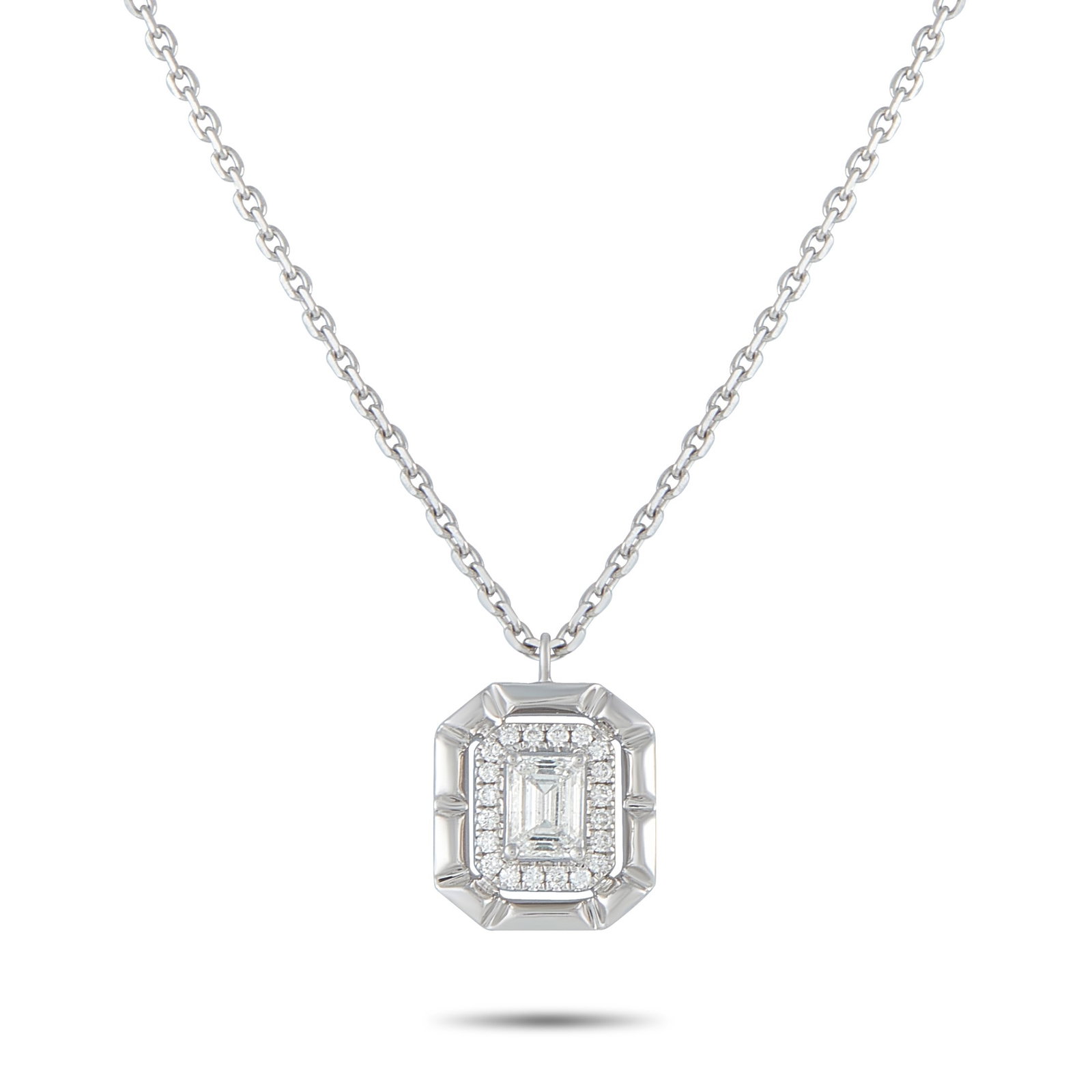 18K White Gold and 0.60ctw Diamond 17.5" Necklace: 18K White Gold and 0.60ctw Diamond 17.5" Pendant Necklace - Timeless and elegant, this diamond pendant necklace offers classic sophistication with a radiant touch of sparkle. Crafted in luxurious 18K 