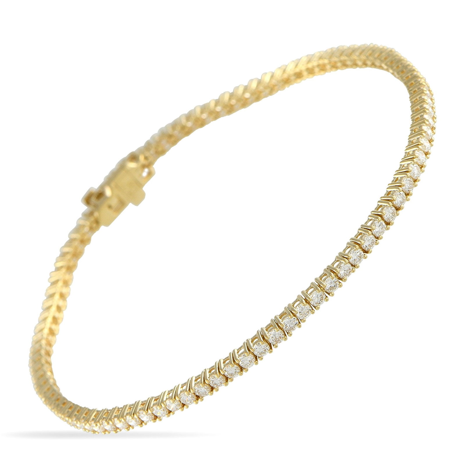 2.35ctw VVS2-VS1/E-F Lab Grown Diamond 14K Bracelet: 2.35ctw VVS2-VS1/E-F Lab Grown Diamond and 14K Yellow Gold 7.25" Tennis Bracelet W/EGL Report - A refined classic with high-impact sparkle, this 7.25 inch tennis bracelet showcases 85 lab-grown diamon