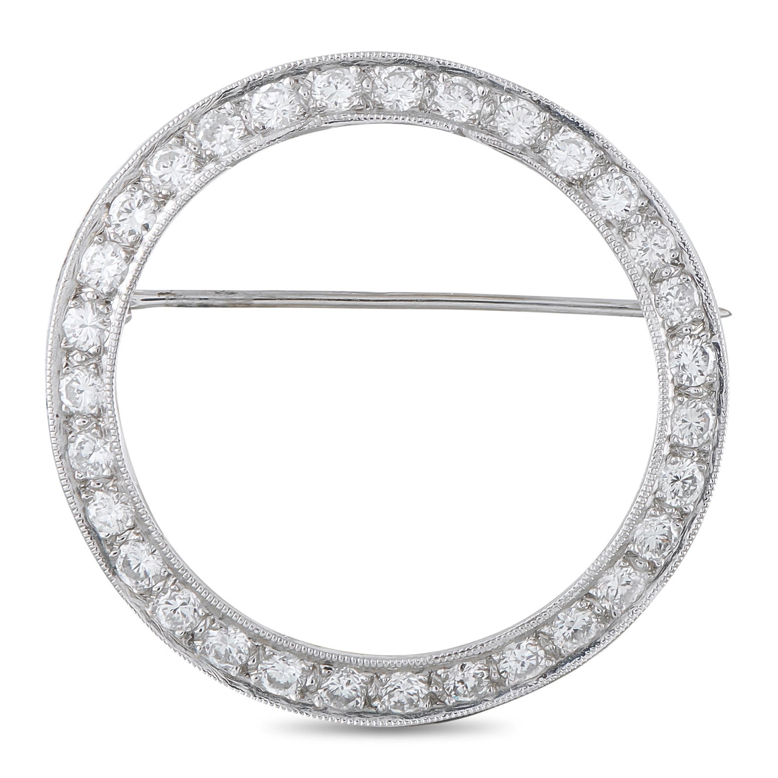 1.50ctw Diamond and Platinum 1.25" Circular Brooch (1 of 2)