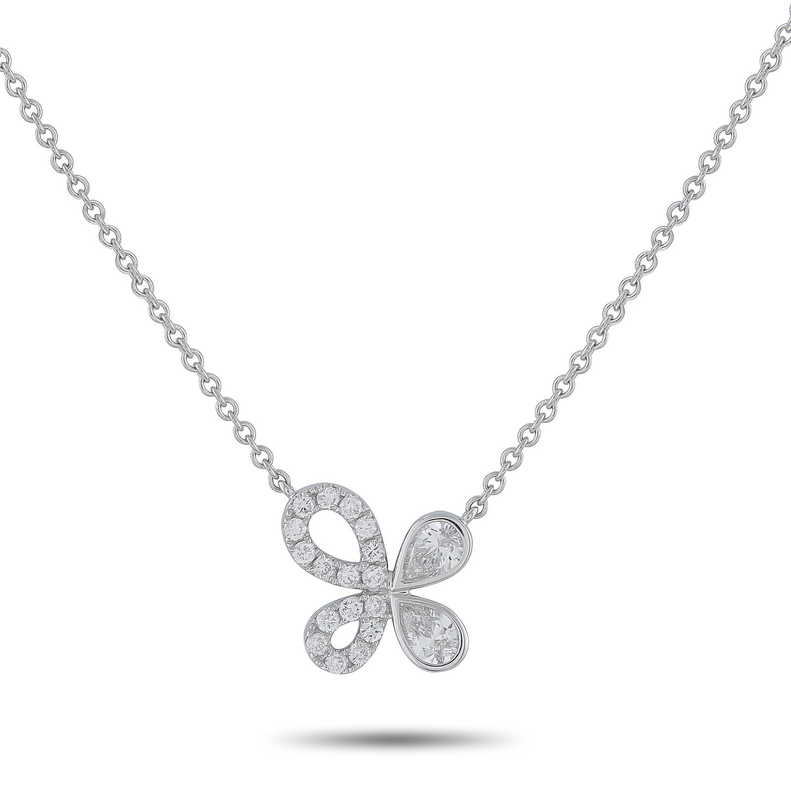 18K White Gold and 0.95ctw Diamond 15" Necklace: 18K White Gold and 0.95ctw Diamond 15" Necklace - An elegant sense of movement defines this sophisticated necklace, crafted in 18K white gold and accented by approximately 0.95 carats of sparkling dia
