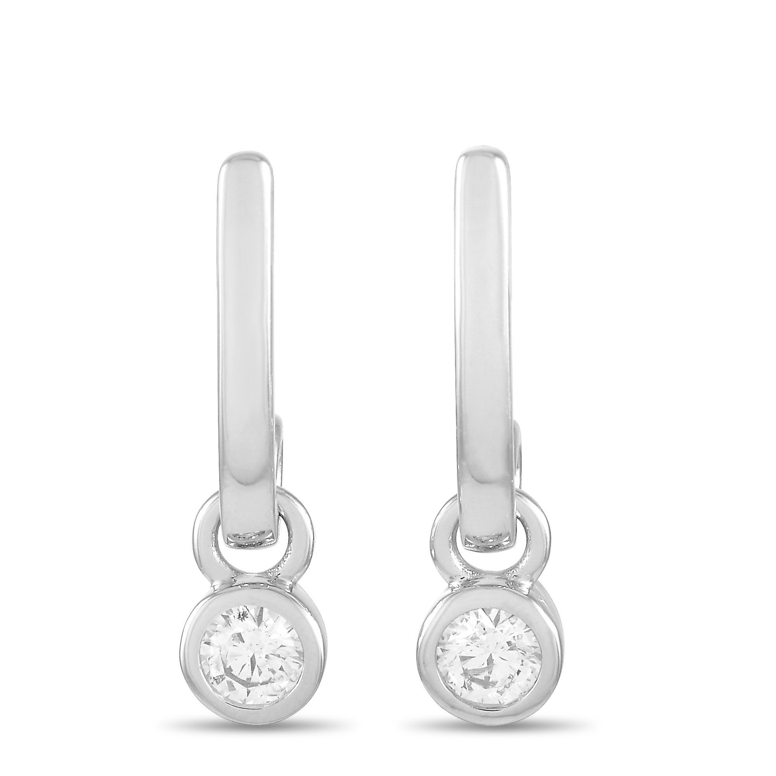 14K White Gold and 0.40ctw Diamond 0.65" Earrings: 14K White Gold and 0.40ctw Diamond 0.65" Earrings - These earrings are made of 14K white gold and are embellished with diamonds that total approximately 0.40 carats. They measure 0.65" in length and 0