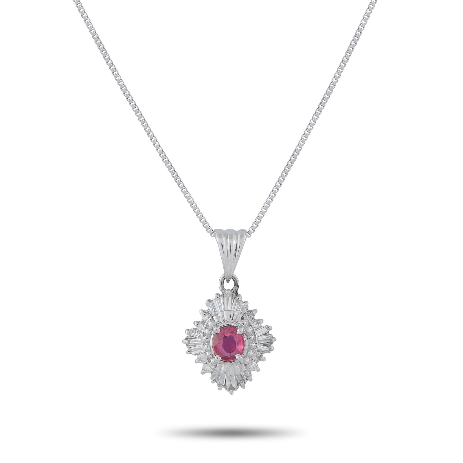 Estate 0.65ct Ruby, 0.35ctw Diamond, Platinum Necklace (1 of 3)