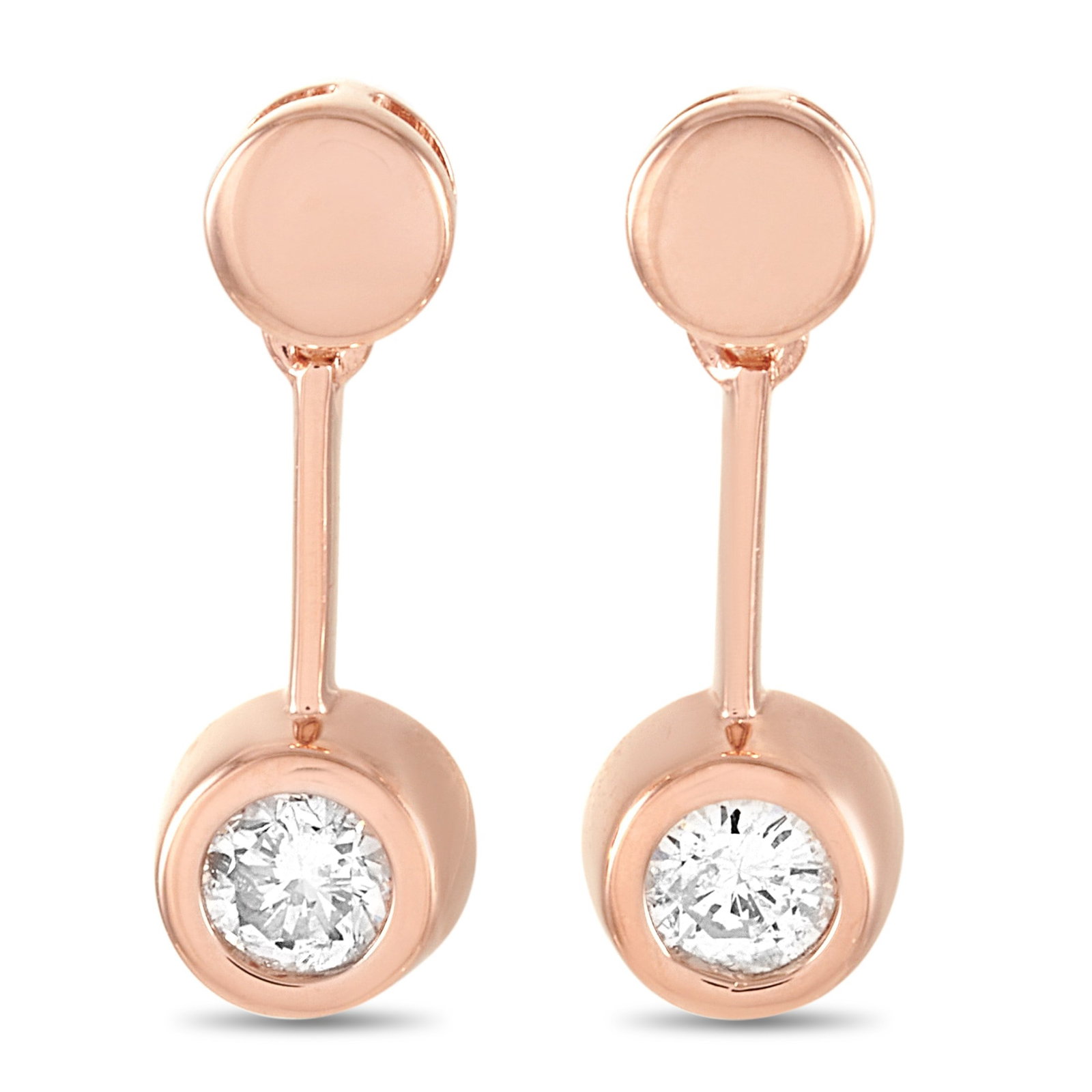14K Rose Gold and 0.25ctw Diamond 0.50" Drop Earrings: 14K Rose Gold and 0.25ctw Diamond 0.50" Drop Earrings - Elegant and refined, these delicate drop earrings are crafted in 14K rose gold and accented by approximately 0.25 carats of sparkling diamonds. 