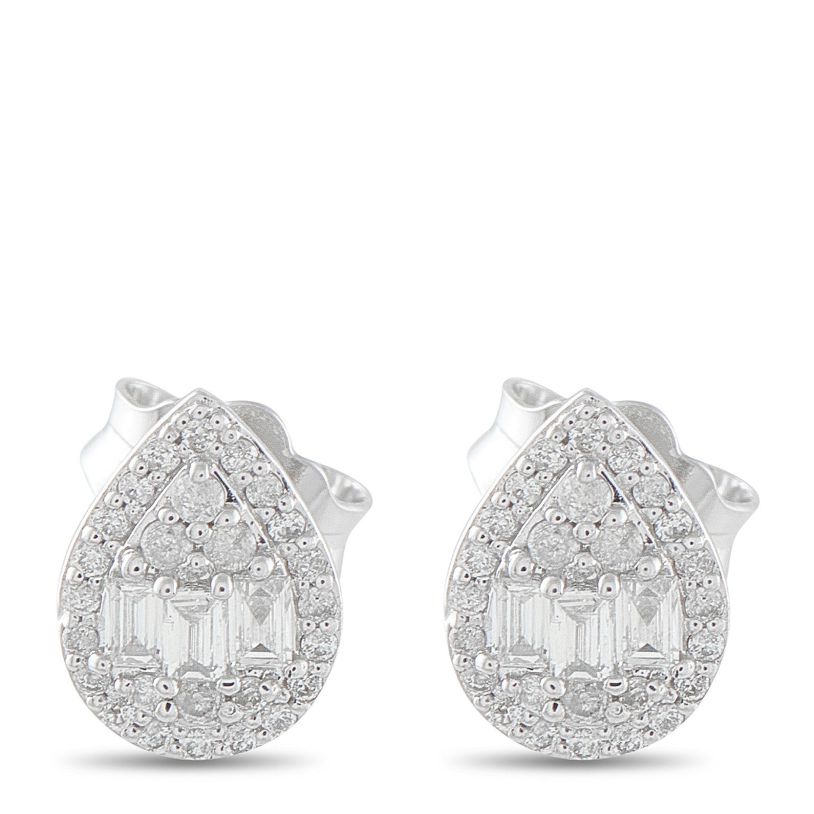 14K White Gold and 0.25ctw Diamond 0.30" Earrings: 14K White Gold and 0.25ctw Diamond 0.30" Teardrop Stud Earrings - Elegant and versatile, these teardrop stud earrings feature a graceful pear-shaped silhouette crafted in luminous 14K white gold and a