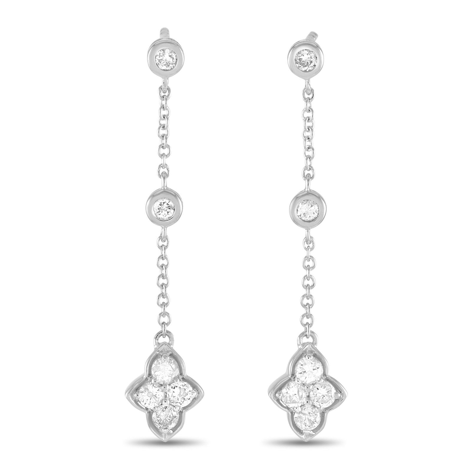 14K White Gold and 0.35ctw Diamond 1" Dangle Earrings (1 of 1)