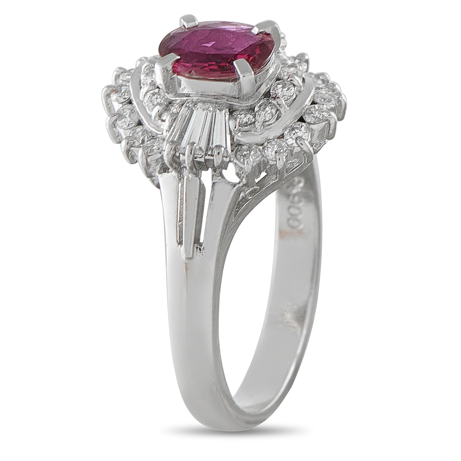Platinum, 0.60ct Ruby and 0.50ctw Diamond Ring - 3
