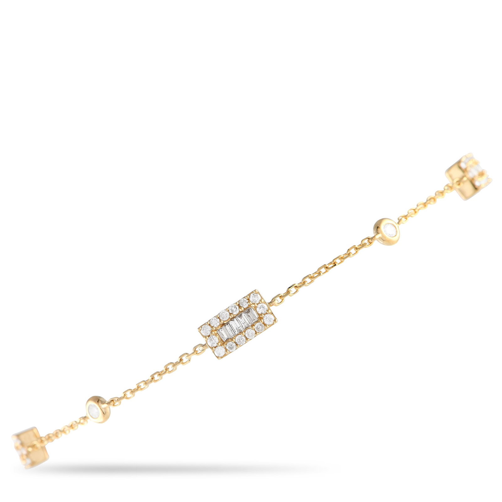 14K Yellow Gold and 0.45ctw Diamond Bracelet: 14K Yellow Gold and 0.45ctw Diamond Bracelet - Elegant and versatile, this refined bracelet is crafted in 14K yellow gold and accented by approximately 0.45 carats of sparkling diamonds. The design fe