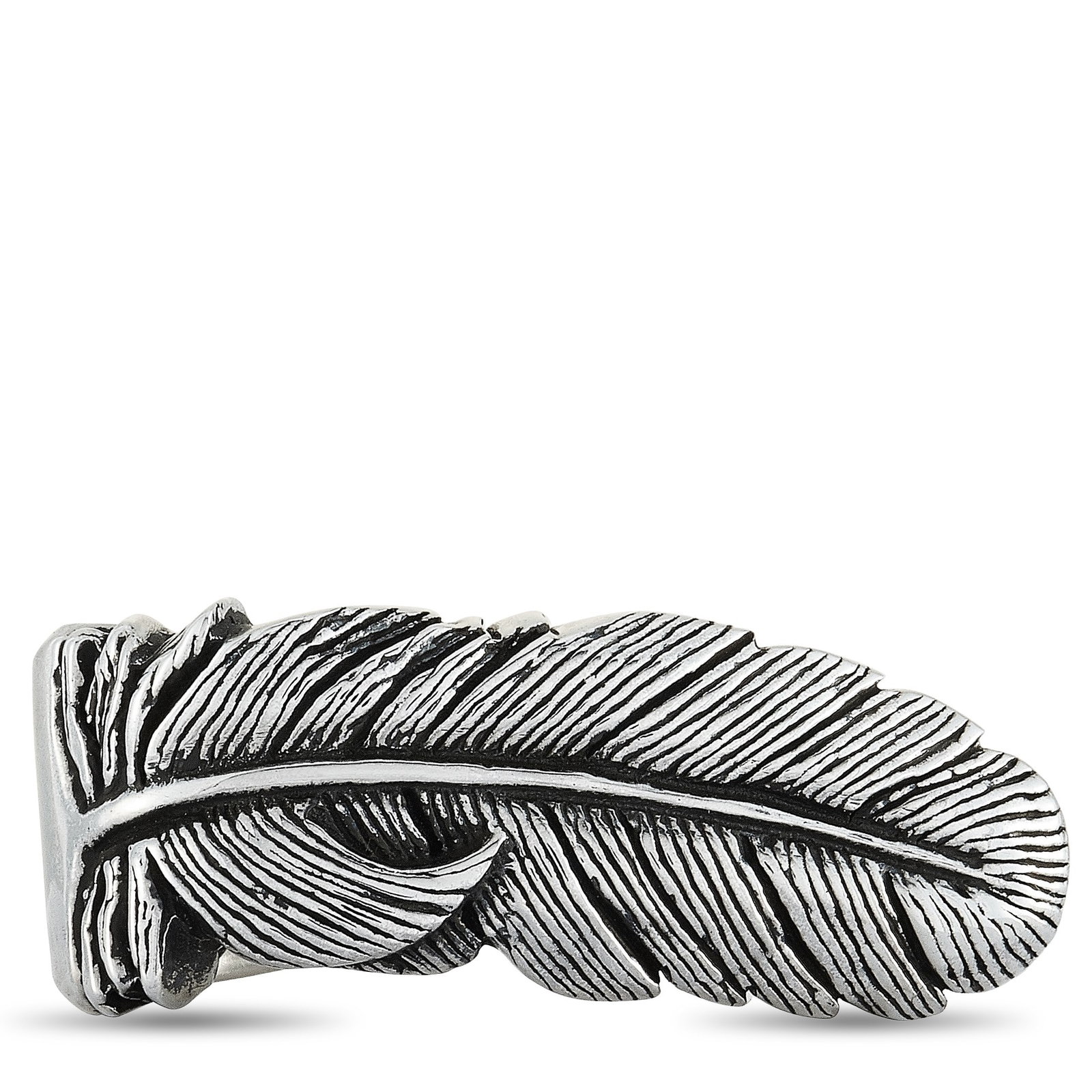 King Baby Solid Sterling Silver Raven Feather Ring - 4