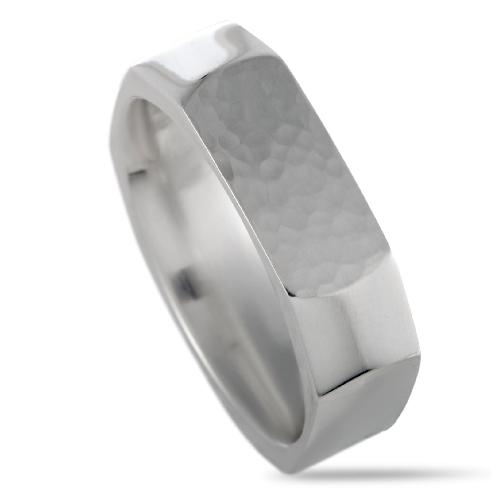 Georg Jensen Sterling Silver Smithy Hammered Band Ring: Georg Jensen Sterling Silver Smithy Hammered Band Ring - A refined expression of minimalist design, this Georg Jensen ring showcases the Danish house's distinctive approach to sculptural silverwork. C