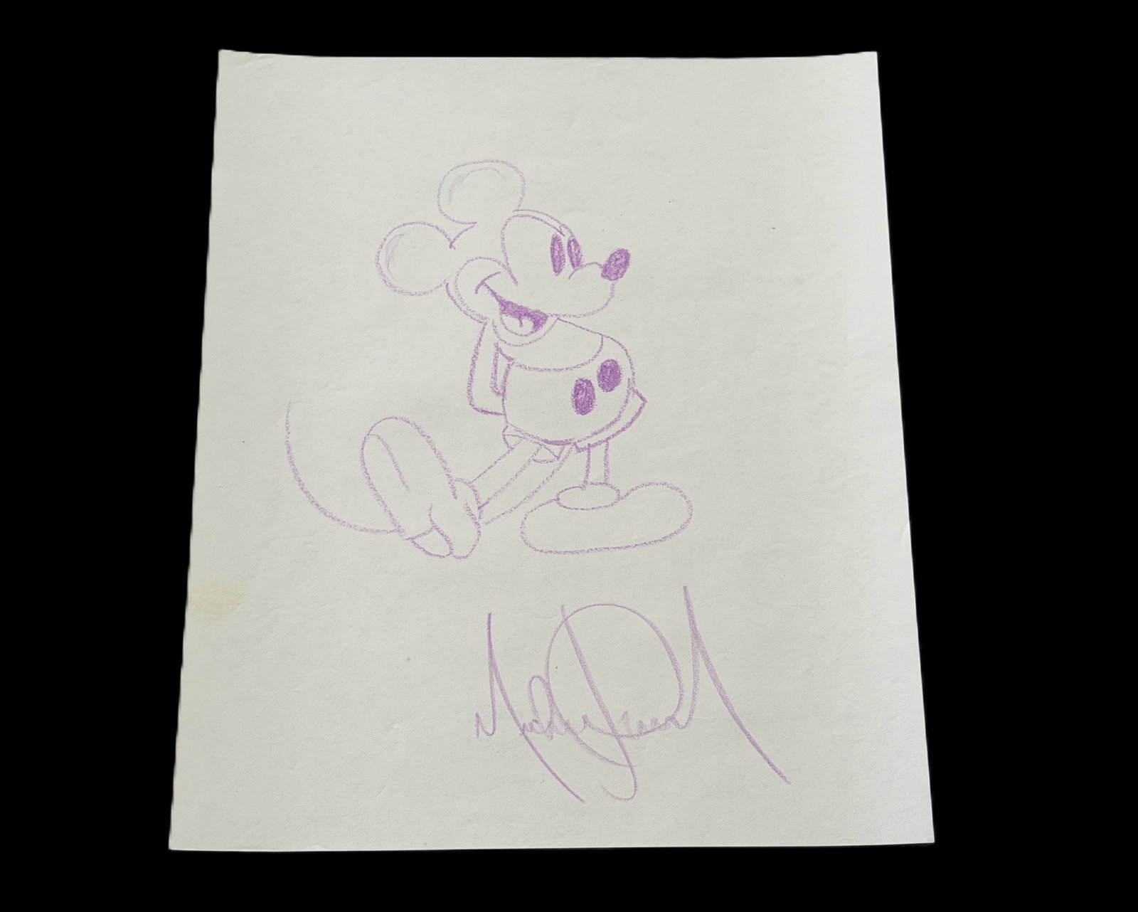 Michael Jackson Signed Mickey Mouse Drawing W/COA (1 of 3)