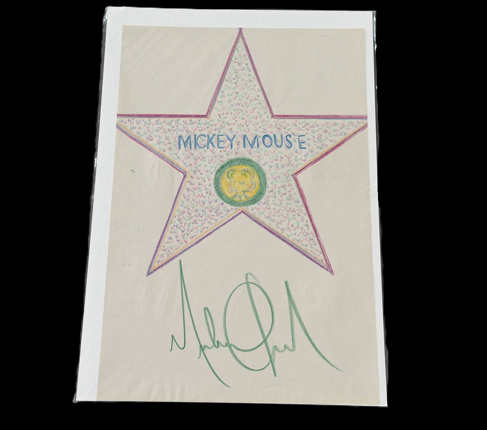 Michael Jackson Signed Mickey Hollywood Star Drawing W/COA (1 of 3)