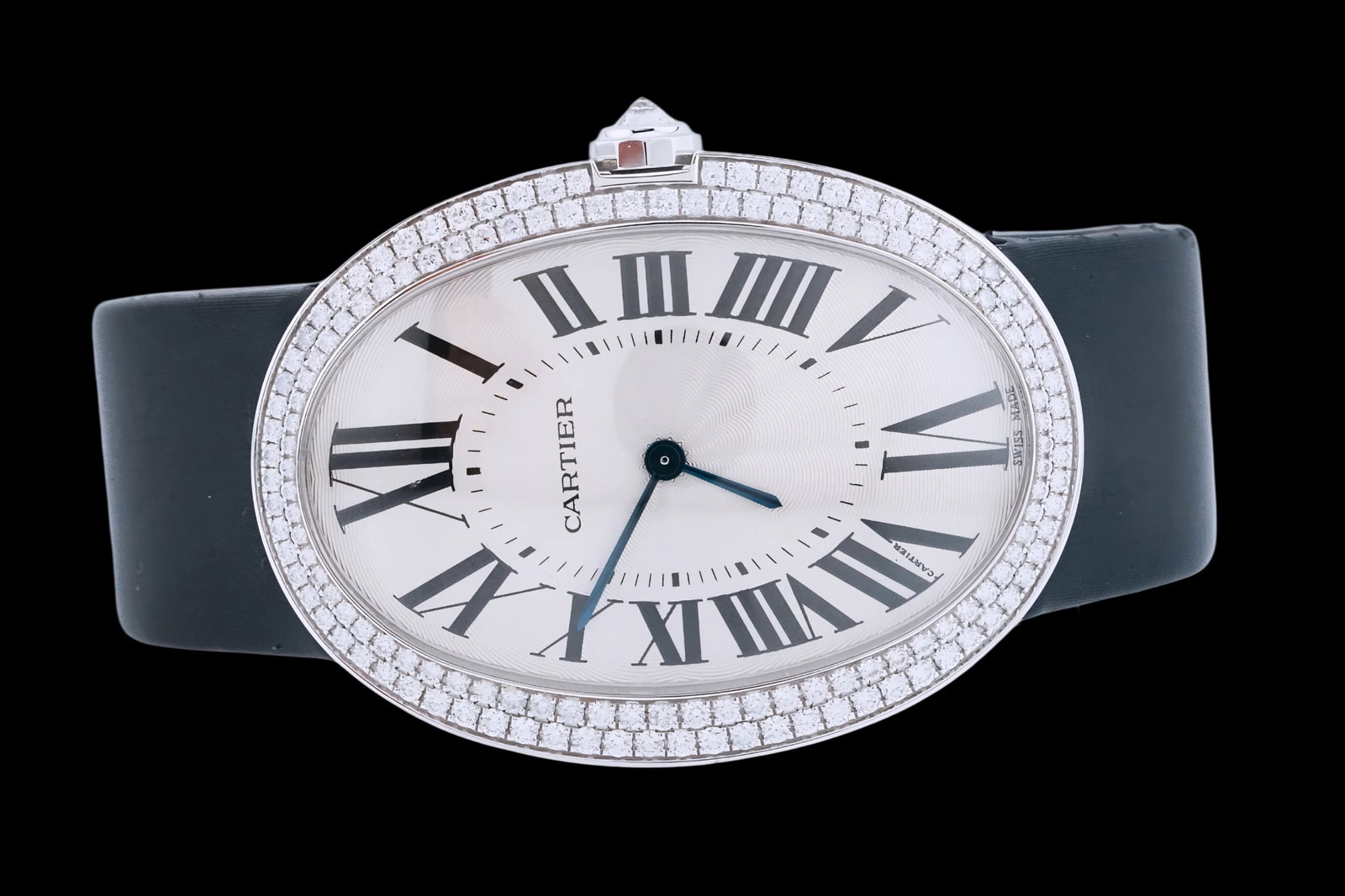 Cartier Baignoire XL 18K White Gold Diamond Bezel Watch: Cartier Baignoire XL 18K White Gold Diamond Bezel Watch W/Box and Papers (Ref. 3032) - An elegant and highly refined Cartier Baignoire XL wristwatch, crafted in solid 18K white gold and identified as 