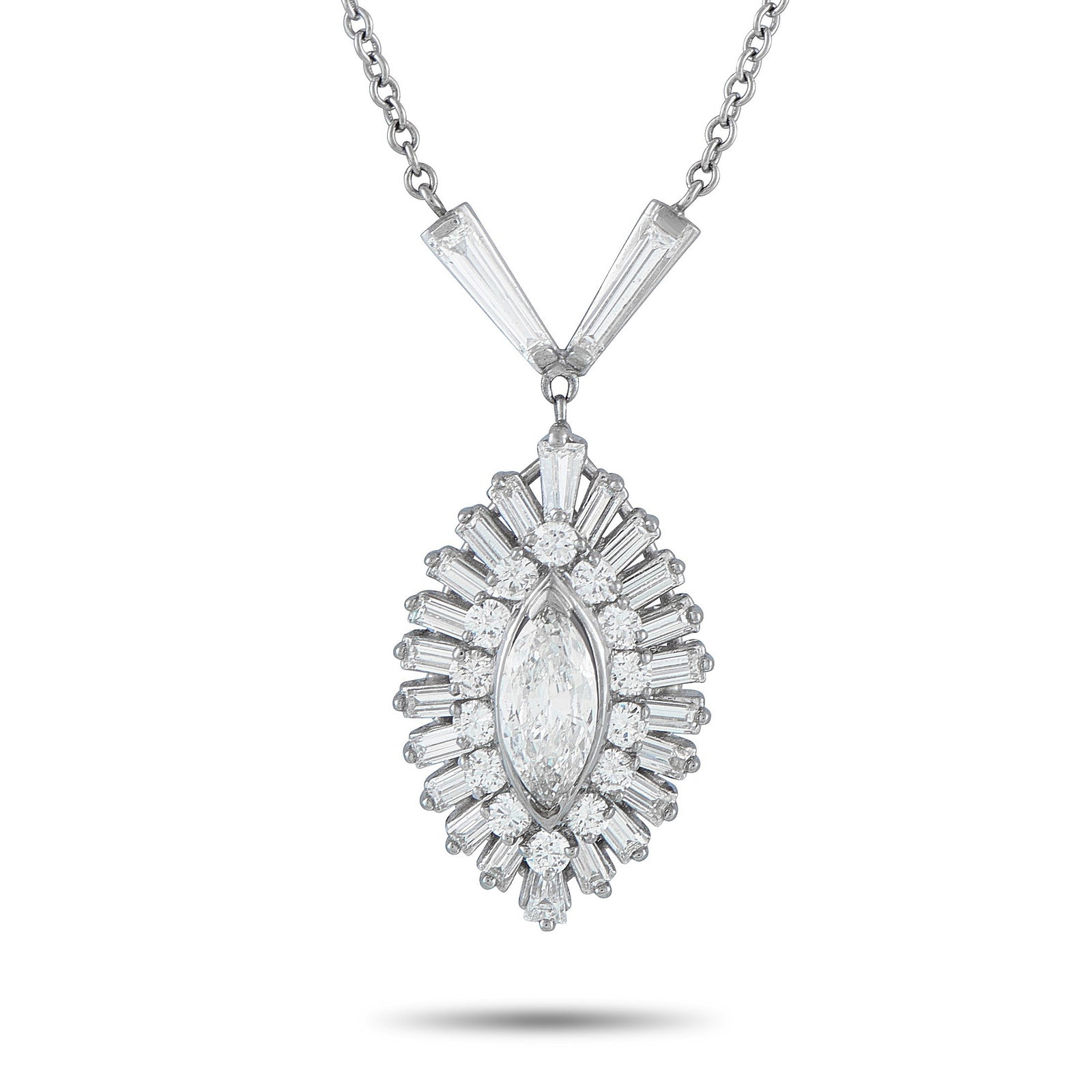 2.45ctw Diamond and 18K White Gold Vintage Necklace (1 of 3)