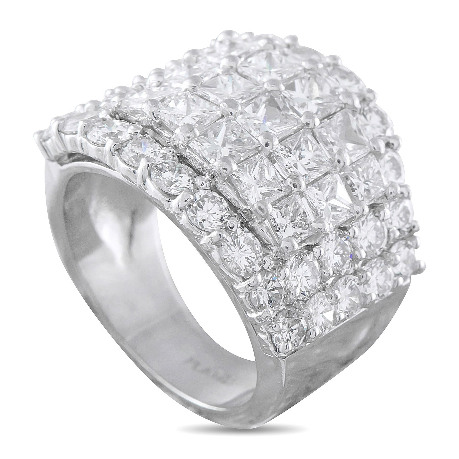 4.25ctw VS1-SI1/G-H Diamond and Platinum Ring: 4.25ctw VS1-SI1/G-H Diamond and Platinum Ring - A bold and sophisticated platinum ring showcasing approximately 4.25 carats total weight of diamonds arranged across the upper portion of the design for