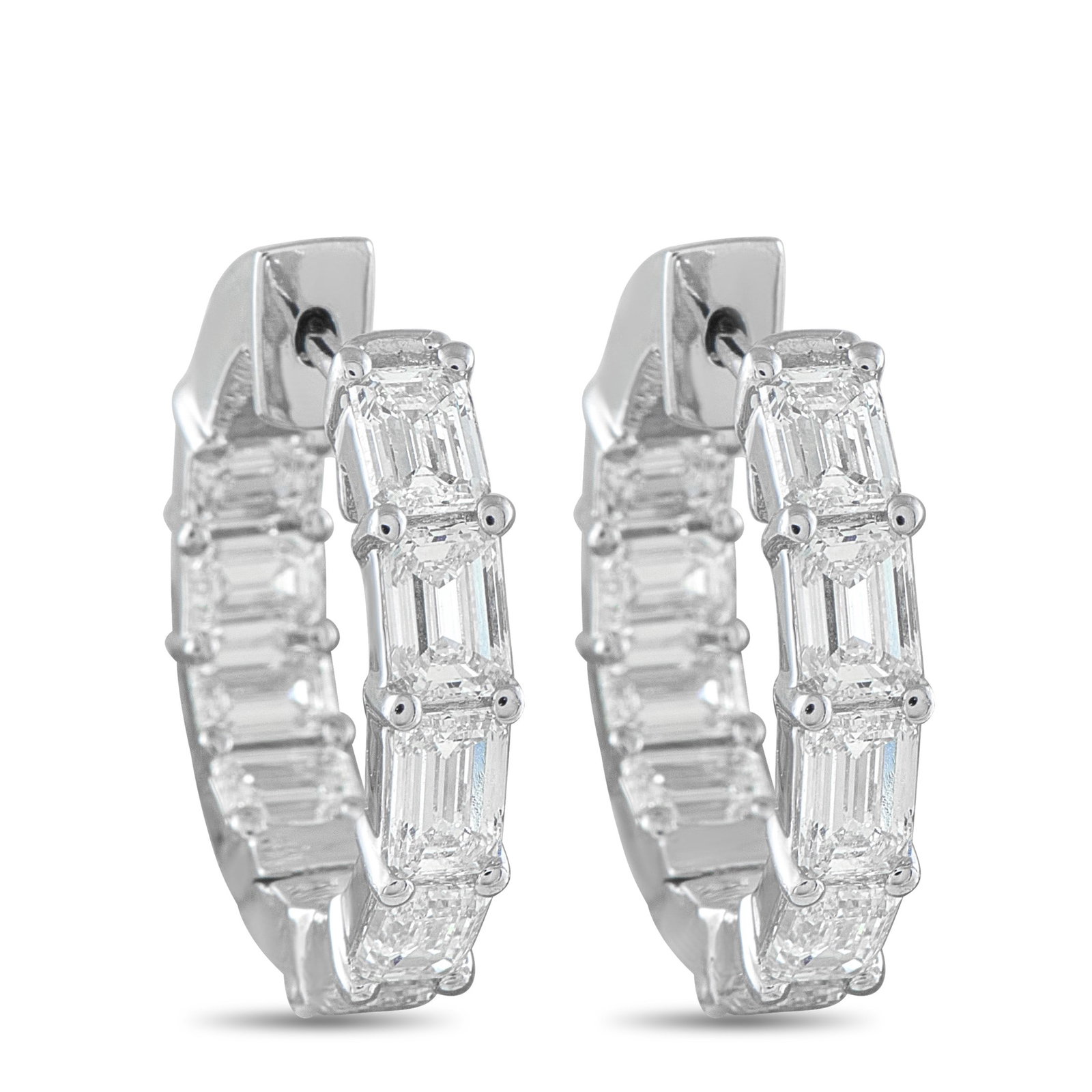 3.80ctw Diamond and 18K 0.75" Inside-Out Hoop Earrings (1 of 3)